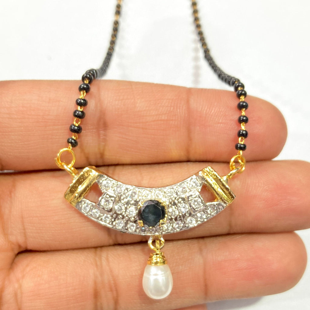 Mangalsutra, CZ Mangalsutra, Gold plated zircon delicate Mangalsutra, Indian Jewelry ,Bridal jewelry, wedding jewelry / Mangalsutra