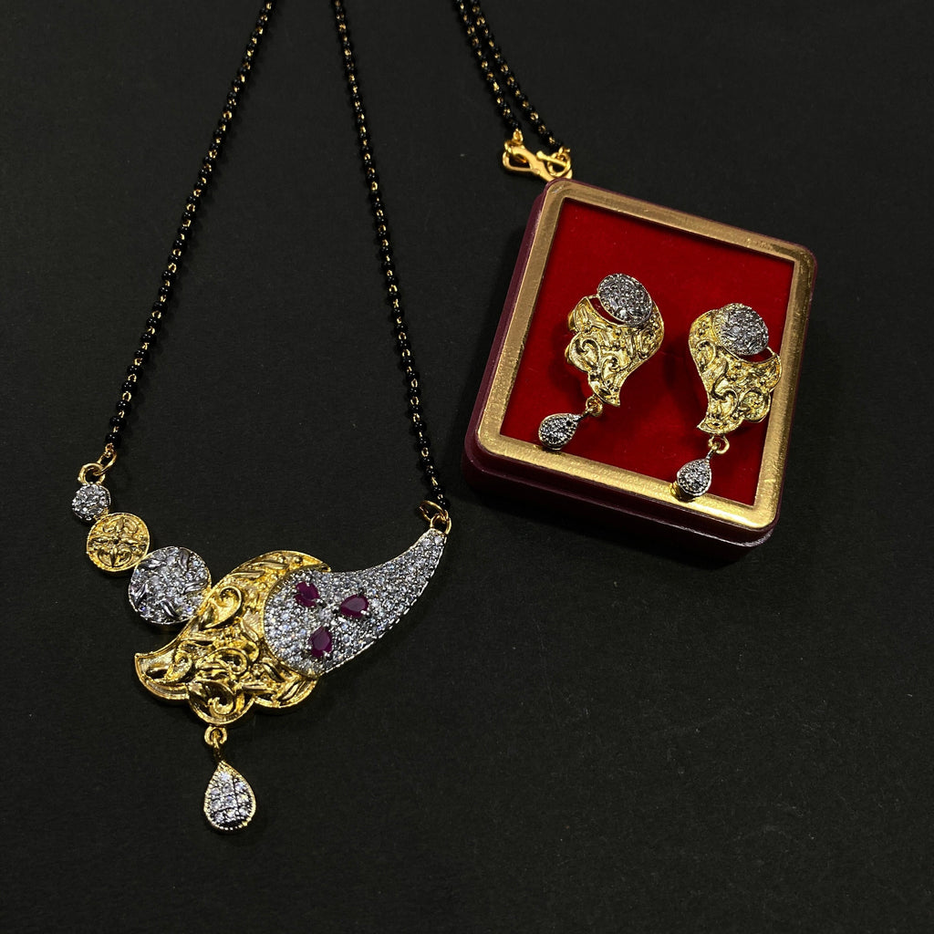 Mangalsutra, CZ Mangalsutra, Gold plated zircon delicate Mangalsutra, Indian Jewelry ,Bridal jewelry, wedding jewelry / Mangalsutra