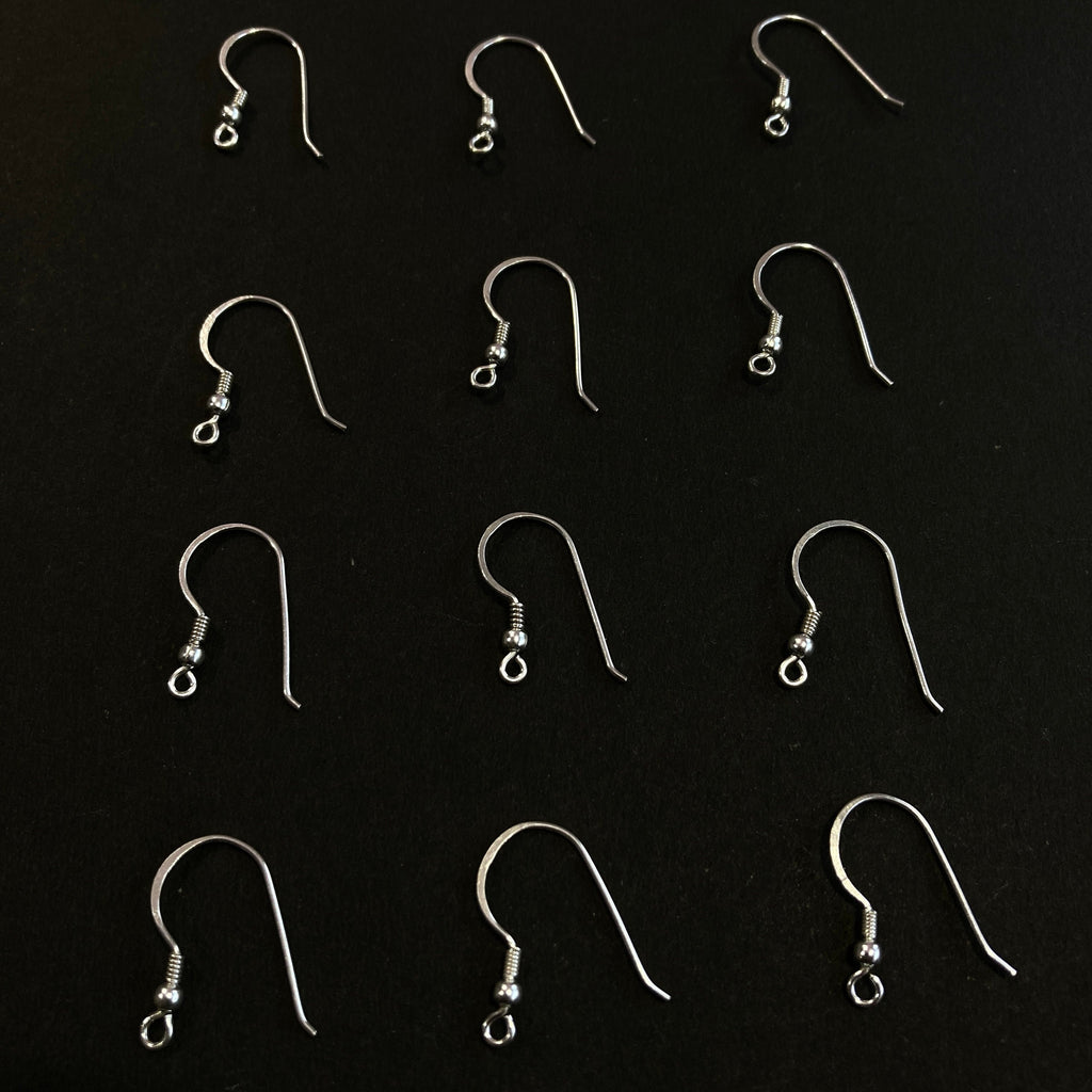 Genuine 925 Sterling Silver FISH HOOK EARRINGS w/ spring 14mm - jewellery making - wholesale bulk