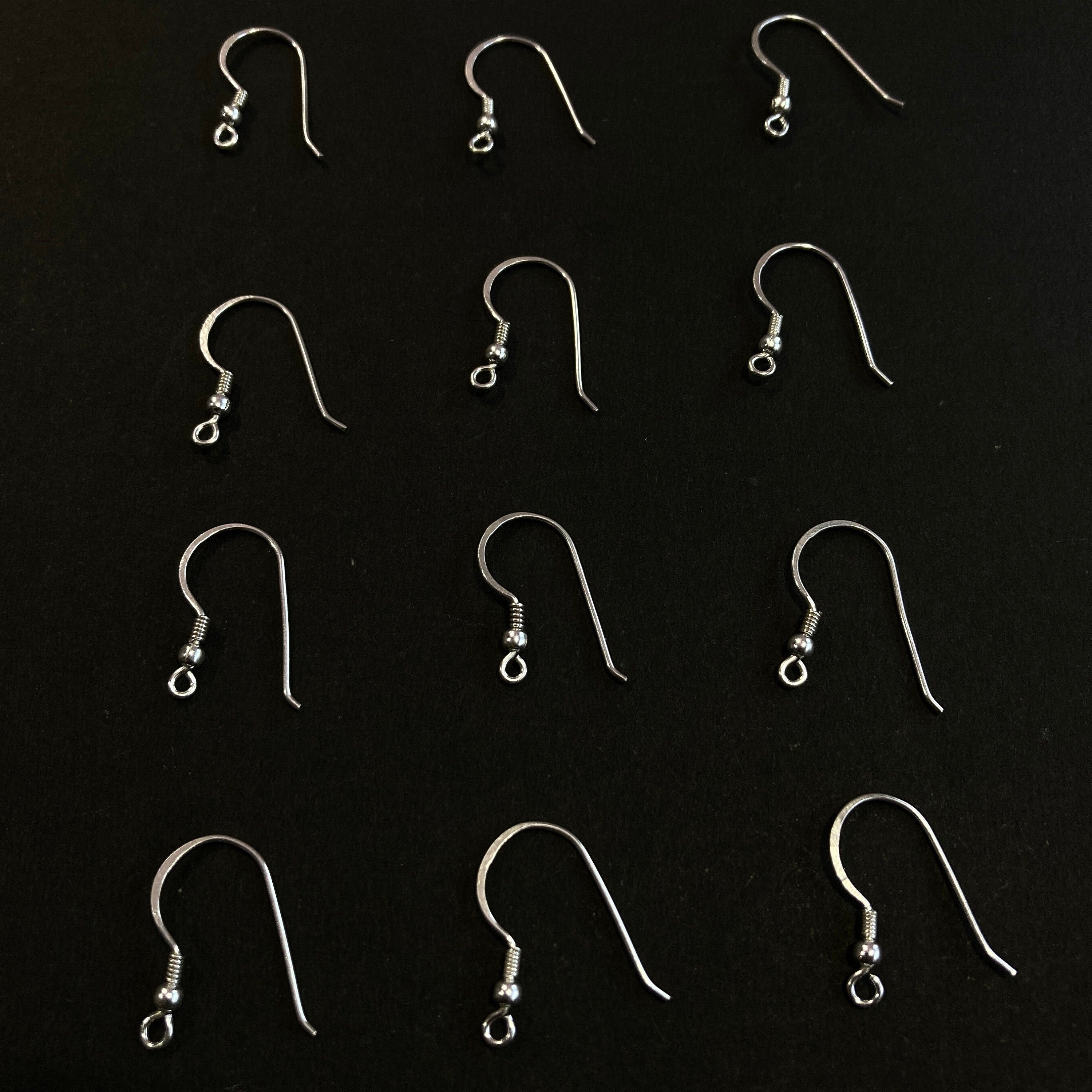 Genuine 925 Sterling Silver FISH HOOK EARRINGS w/ spring 14mm - jewellery making - wholesale bulk