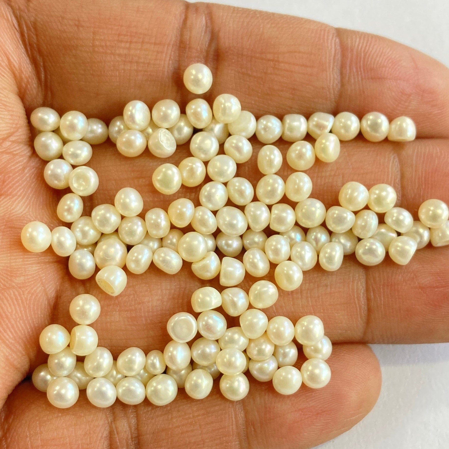 AA+ 4-4.5 mm Button Pearls, Good Quality, White Freshwater Pearl