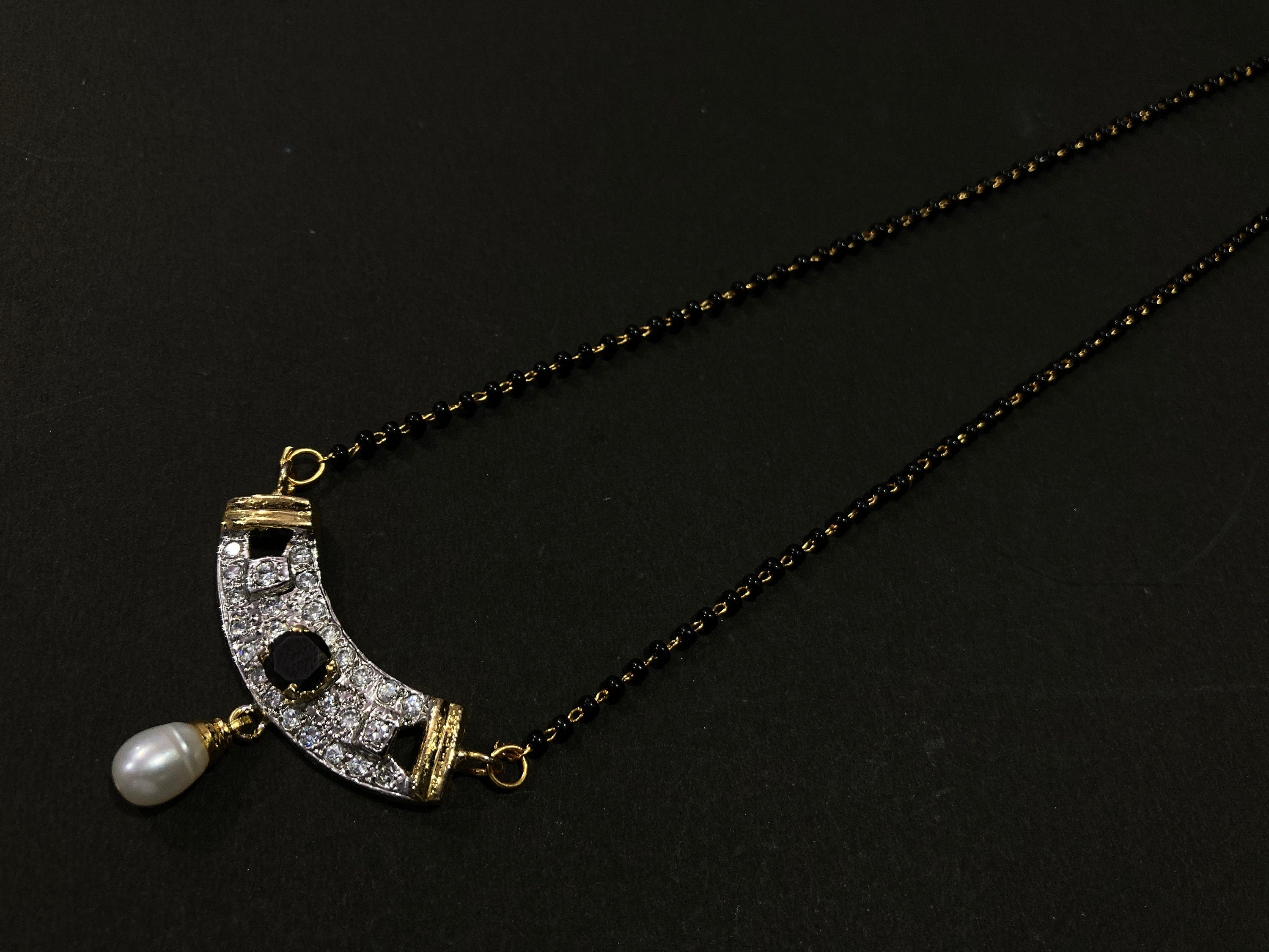 Mangalsutra, CZ Mangalsutra, Gold plated zircon delicate Mangalsutra, Indian Jewelry ,Bridal jewelry, wedding jewelry / Mangalsutra