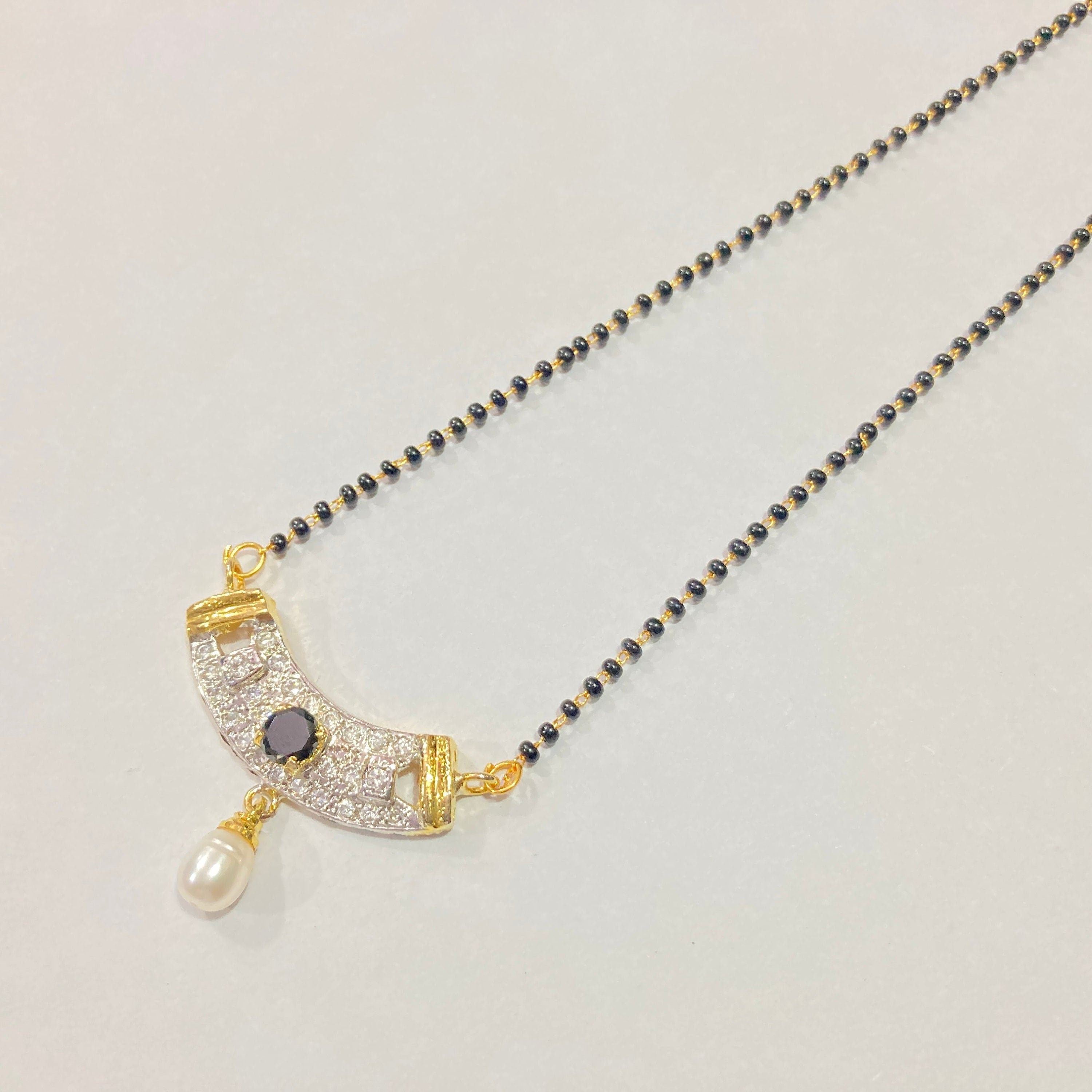 Mangalsutra, CZ Mangalsutra, Gold plated zircon delicate Mangalsutra, Indian Jewelry ,Bridal jewelry, wedding jewelry / Mangalsutra