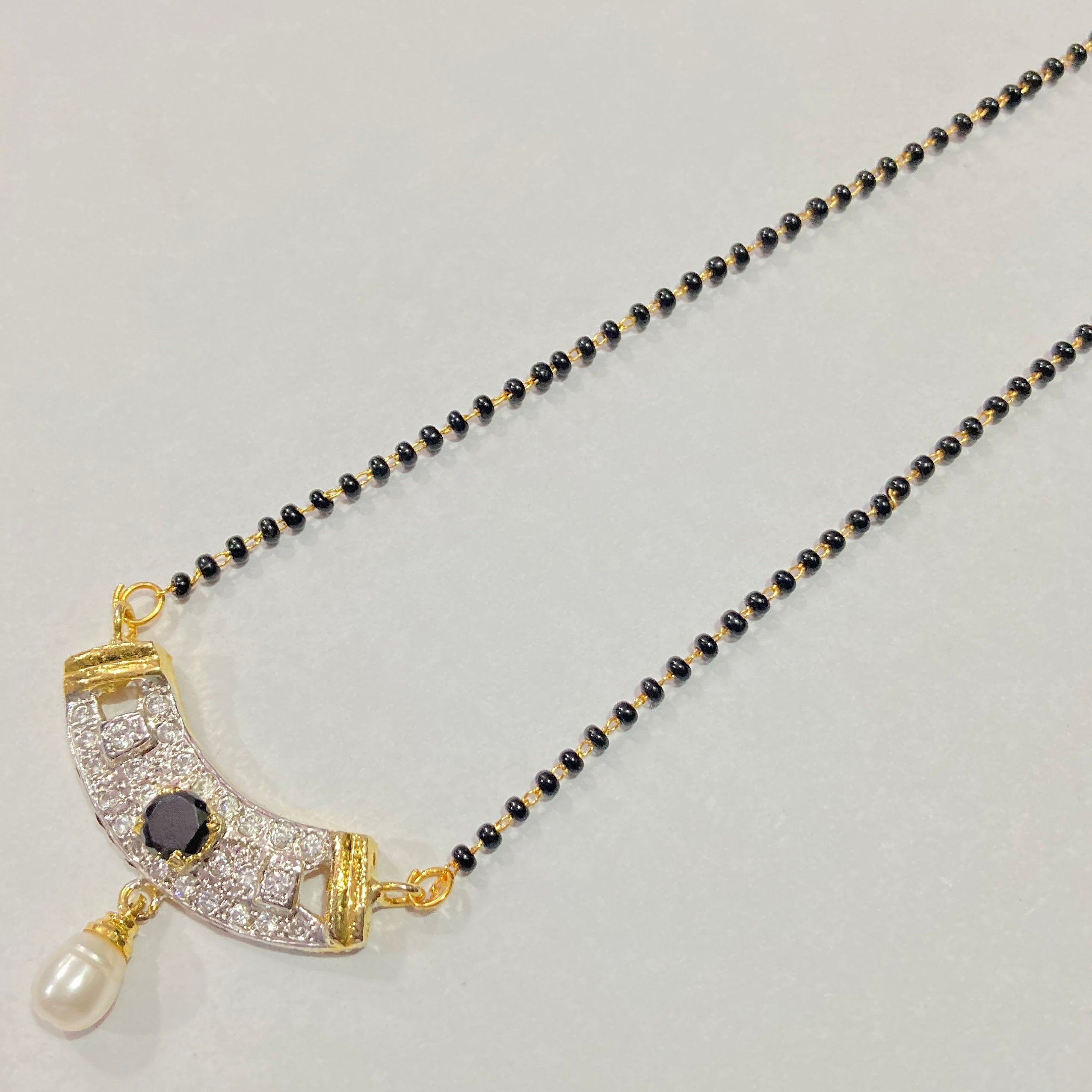 Mangalsutra, CZ Mangalsutra, Gold plated zircon delicate Mangalsutra, Indian Jewelry ,Bridal jewelry, wedding jewelry / Mangalsutra