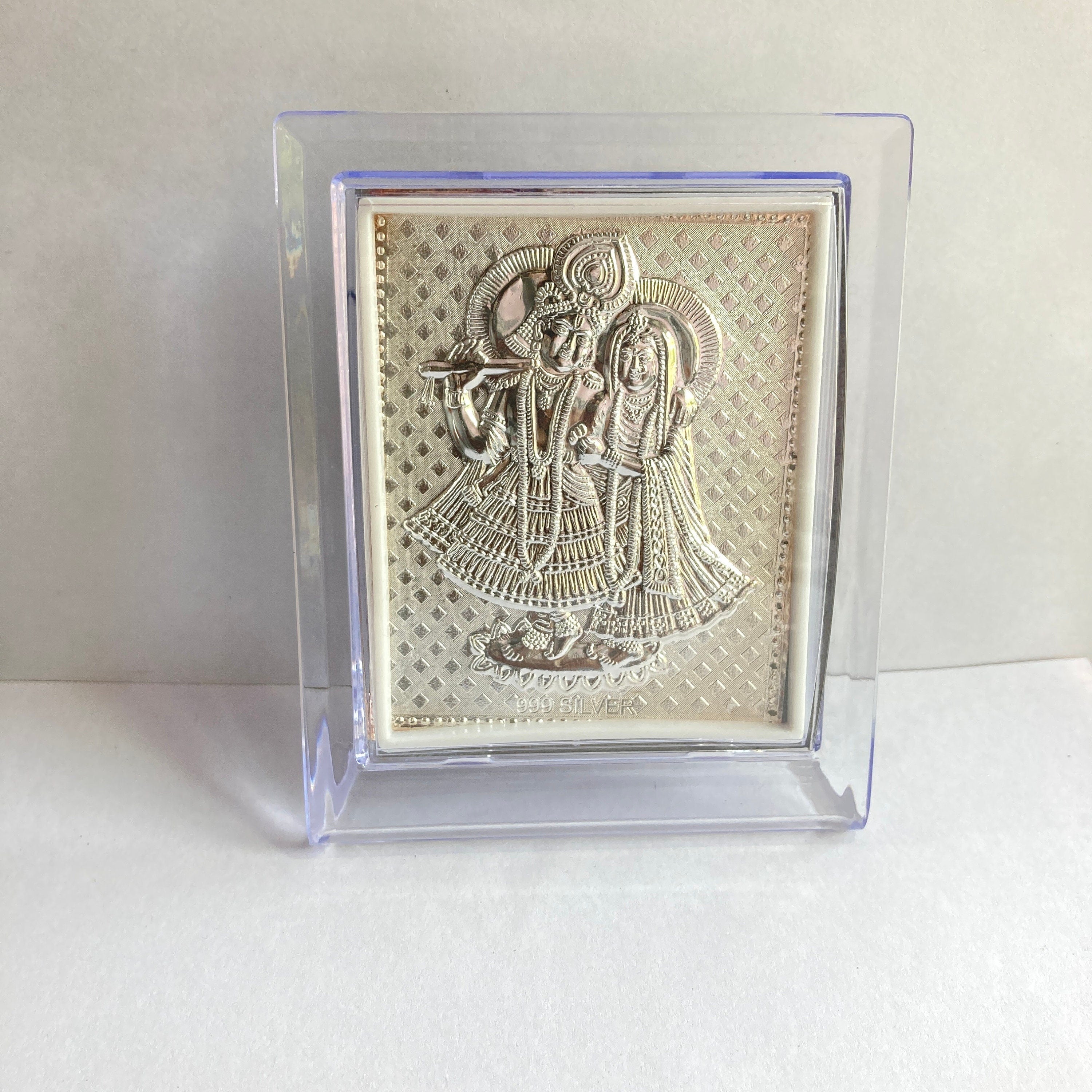 Pure Silver Radha Krishna Photo Frame / Silver Radha Krishna Frame / Gift