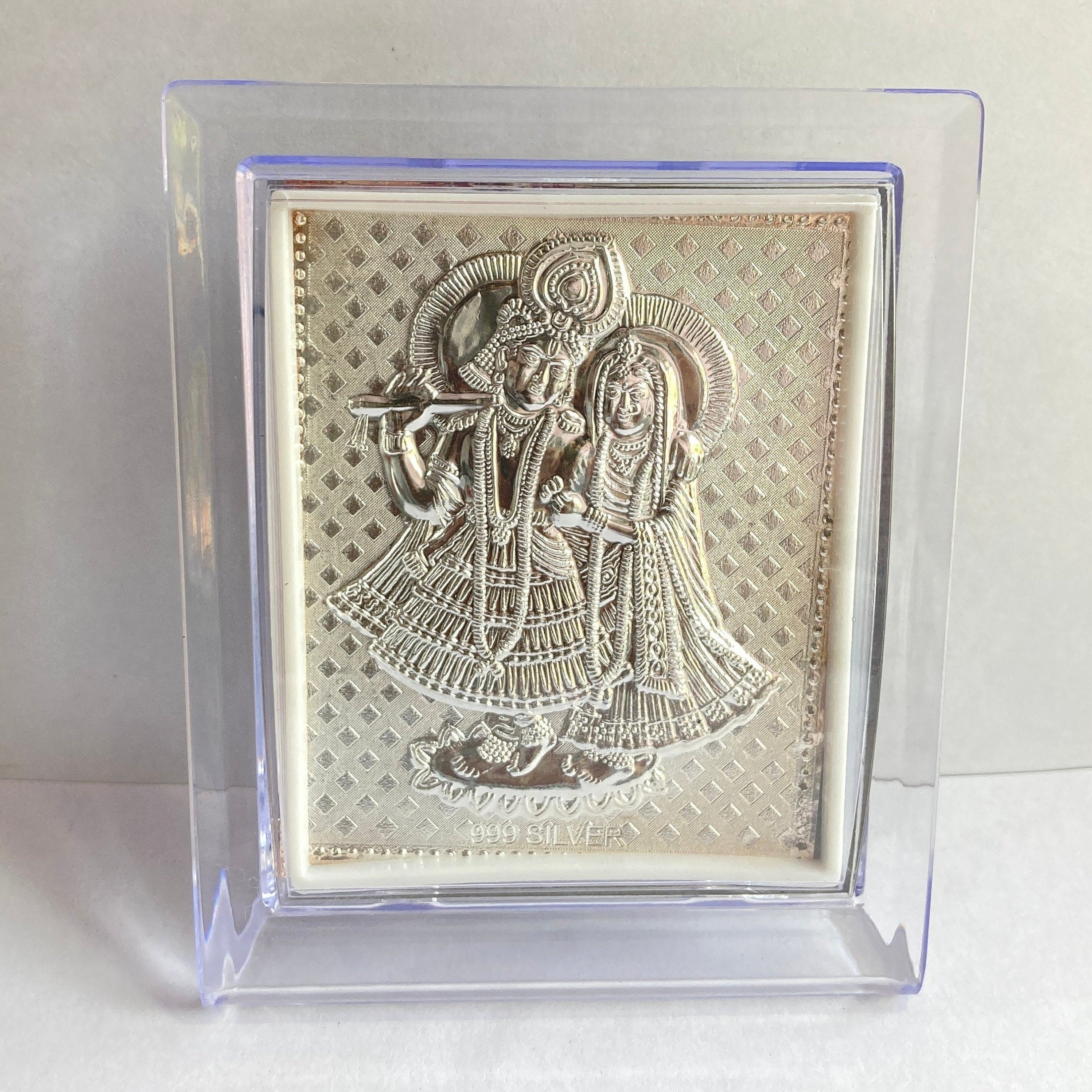 Pure Silver Radha Krishna Photo Frame / Silver Radha Krishna Frame / Gift