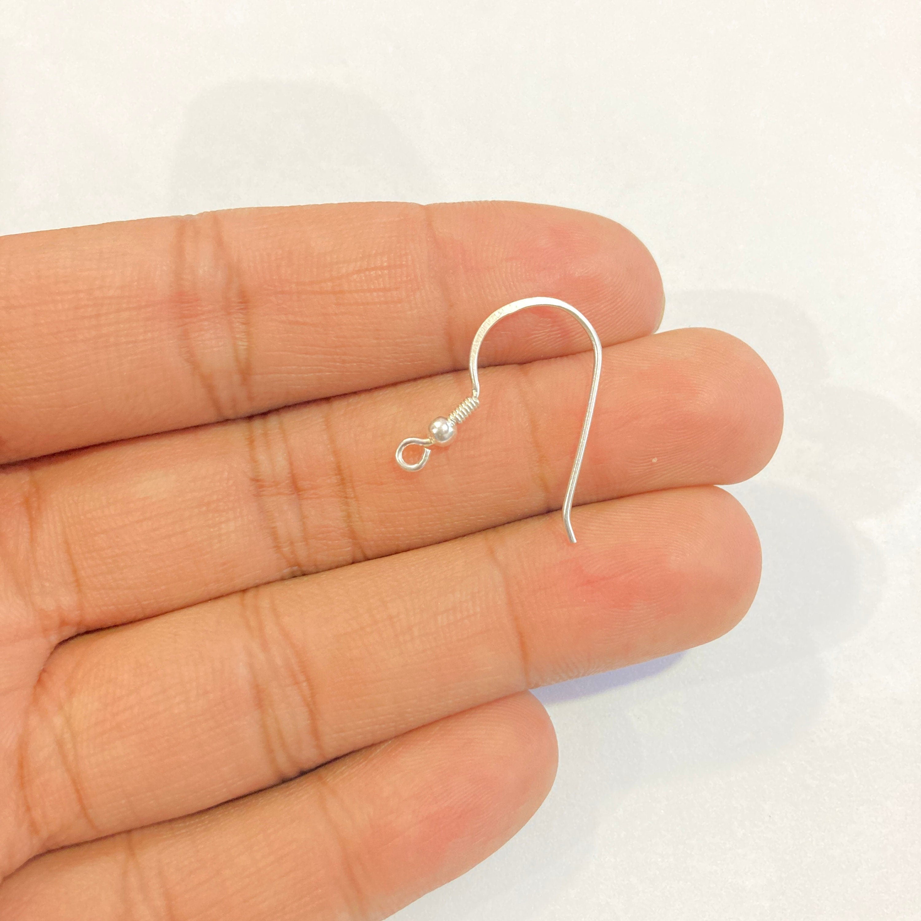 Genuine 925 Sterling Silver FISH HOOK EARRINGS w/ spring 14mm - jewellery making - wholesale bulk