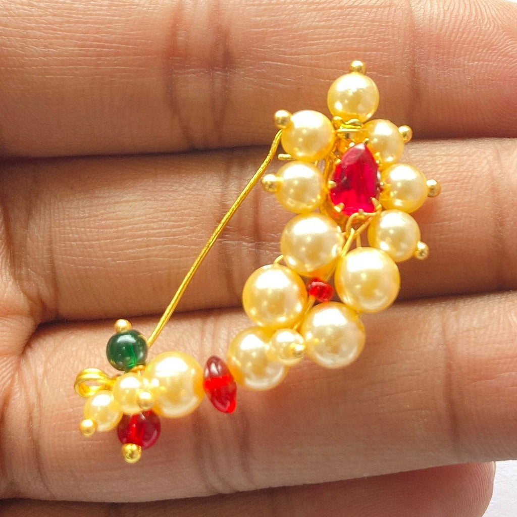 Nose Ring / marathi nose ring / clip on Indian Nose Ring/ Indian Bridal Jewelry/ Nathini /bollywood nose ring/nosepin
