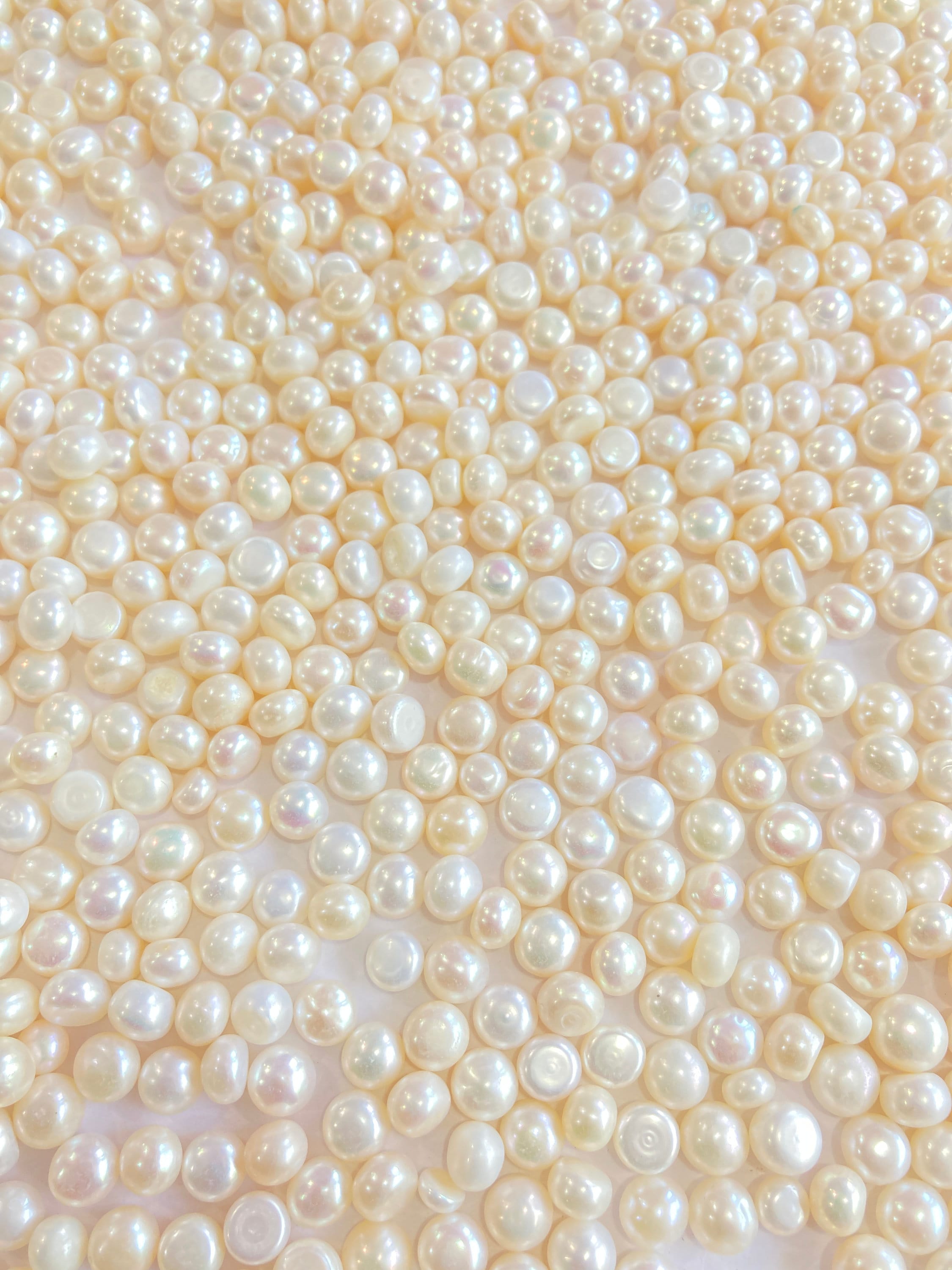 AA+ 7-8 mm Button Pearls, Good Quality, White Freshwater Pearl