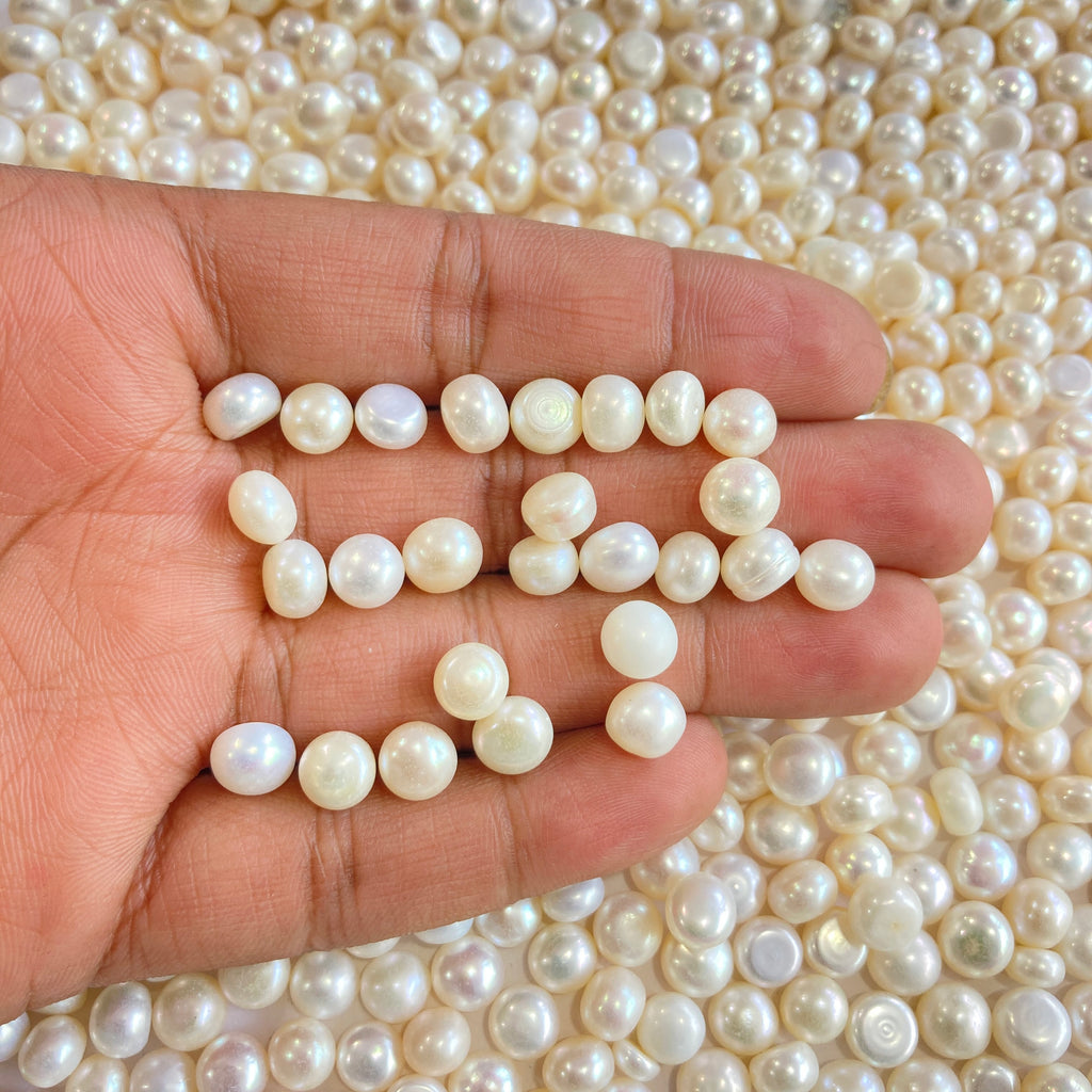 AA+ 7-8 mm Button Pearls, Good Quality, White Freshwater Pearl