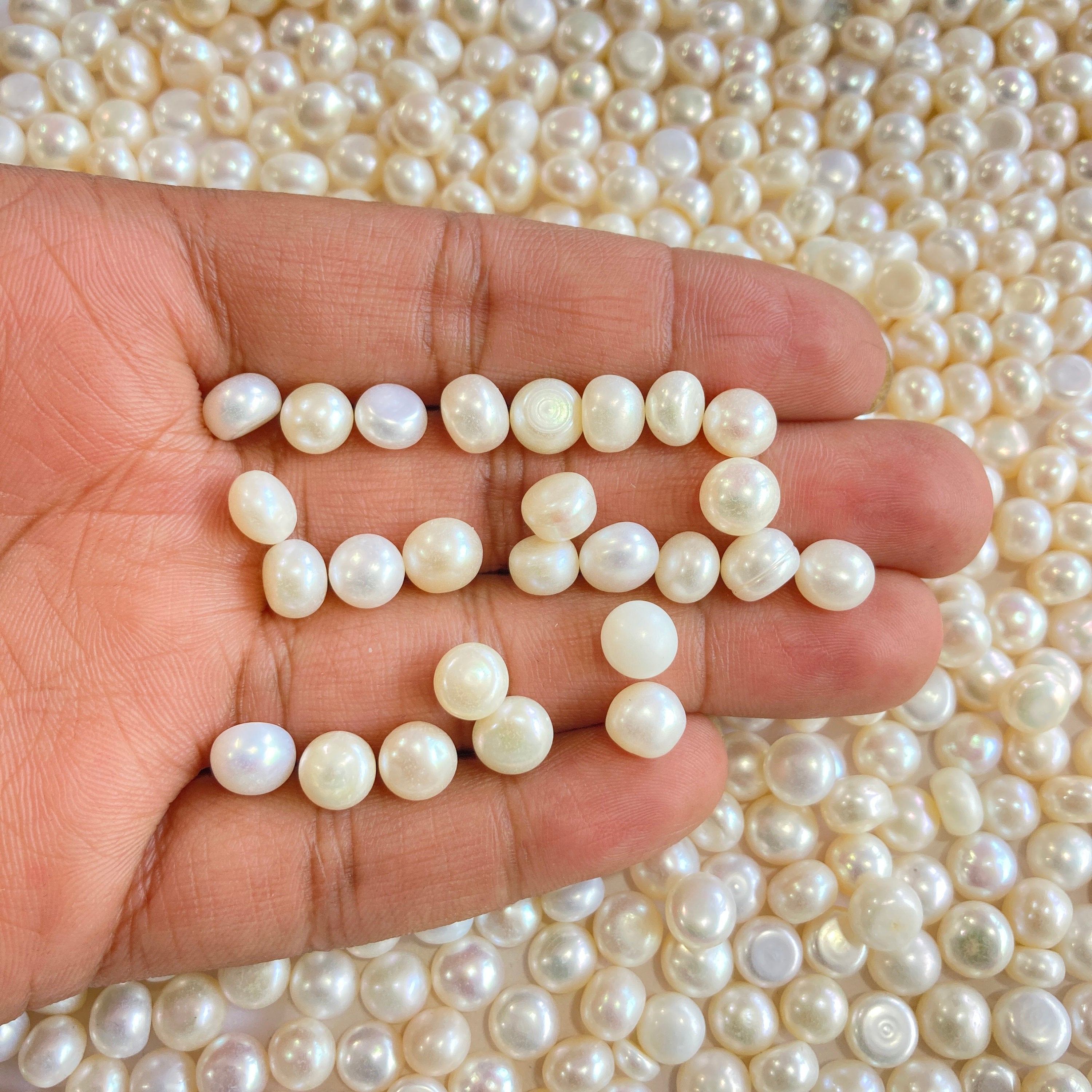 AA+ 7-8 mm Button Pearls, Good Quality, White Freshwater Pearl