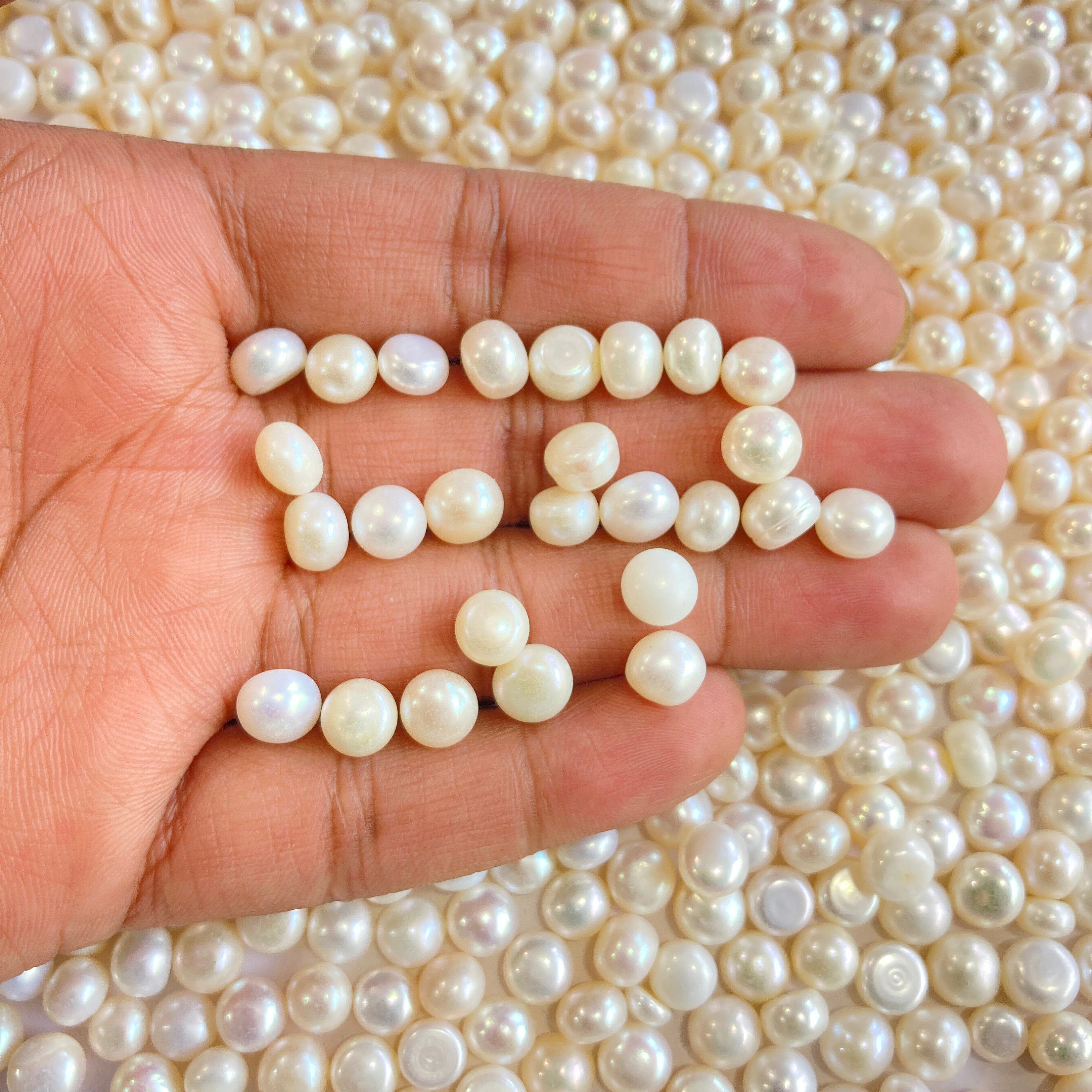 AA+ 7-8 mm Button Pearls, Good Quality, White Freshwater Pearl