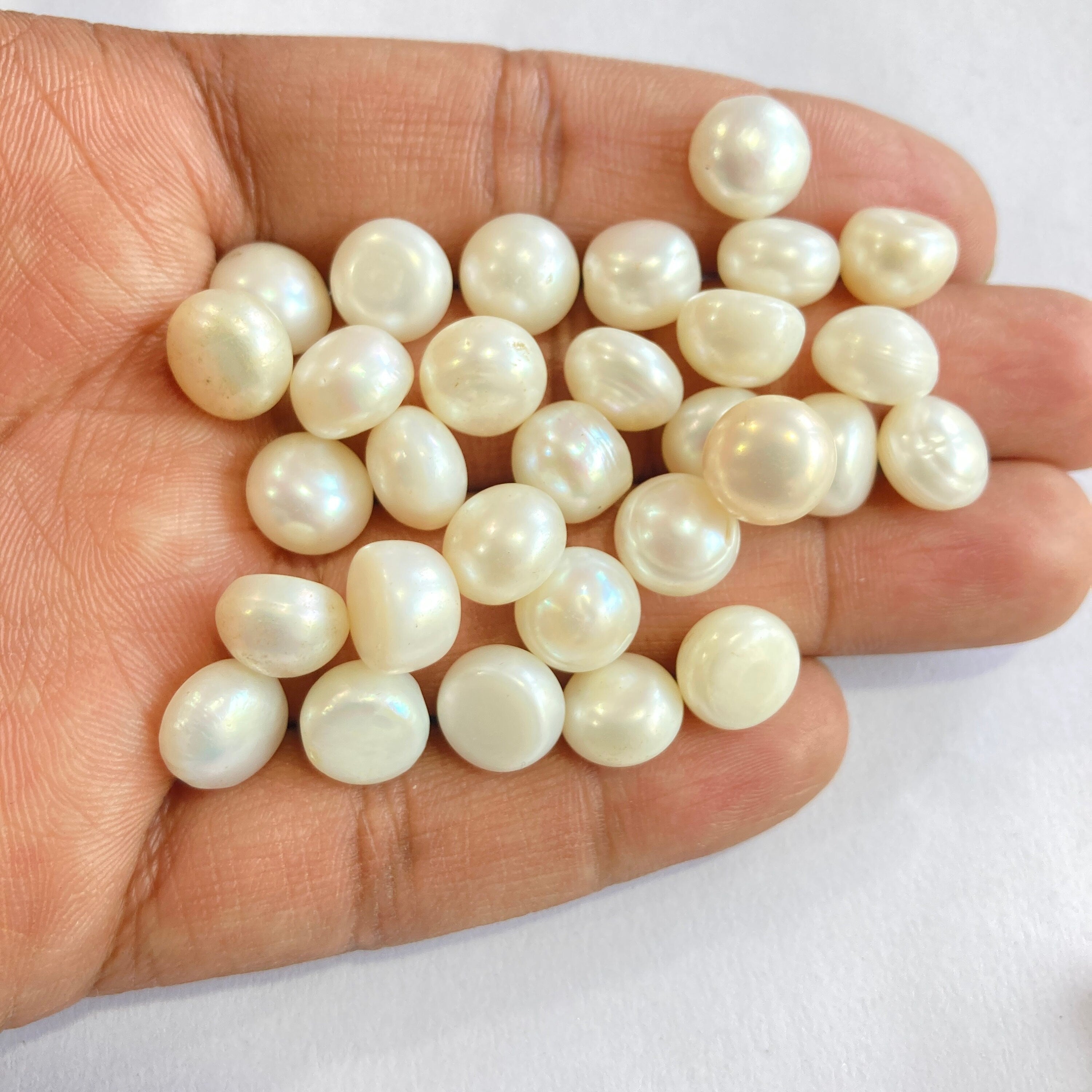 AA+ 9-10 mm Button Pearls, Good Quality, White Freshwater Pearl