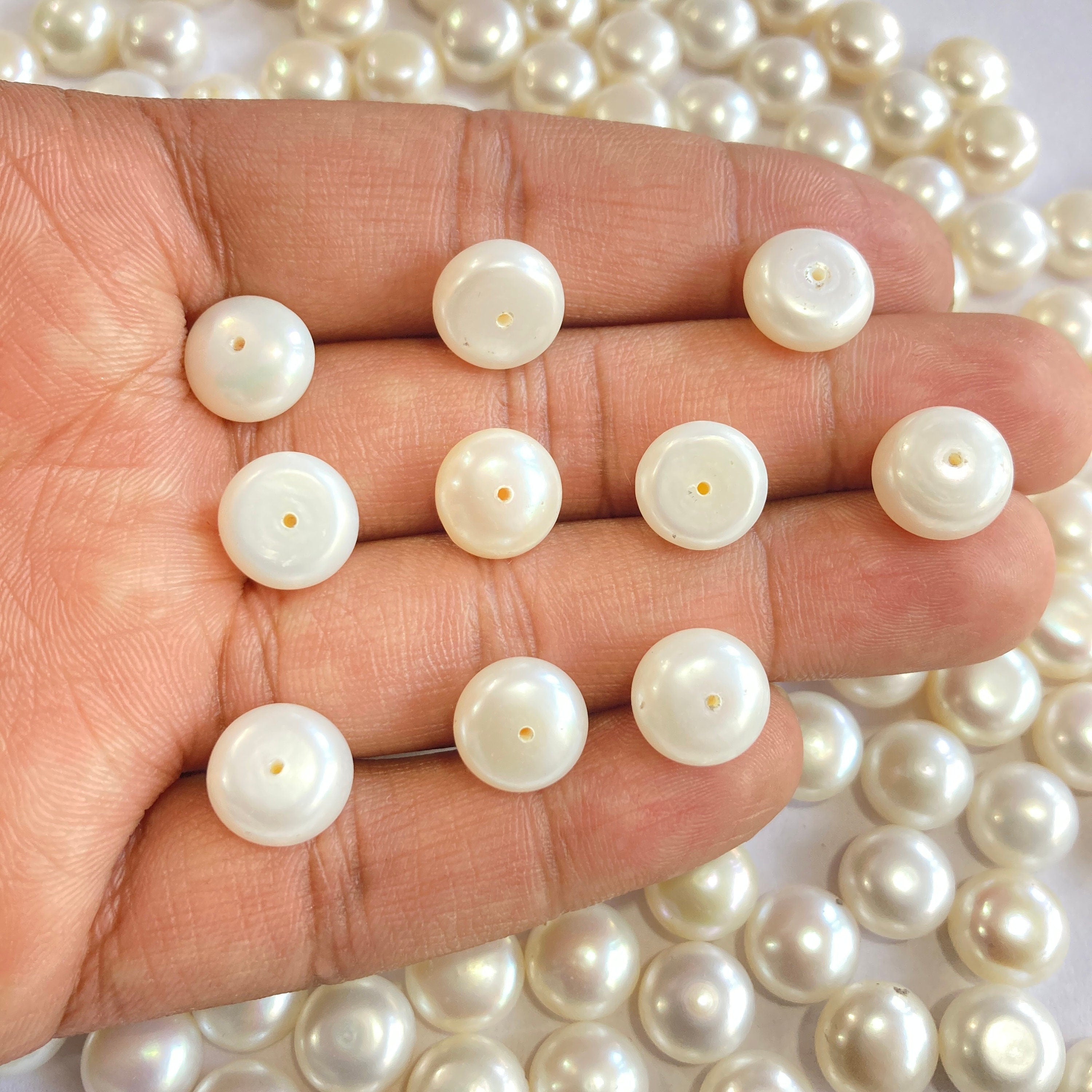 AA+ 10-11 mm button pearls, good quality, white freshwater pearl, natural loose pearl, half drilled pearl wholesale