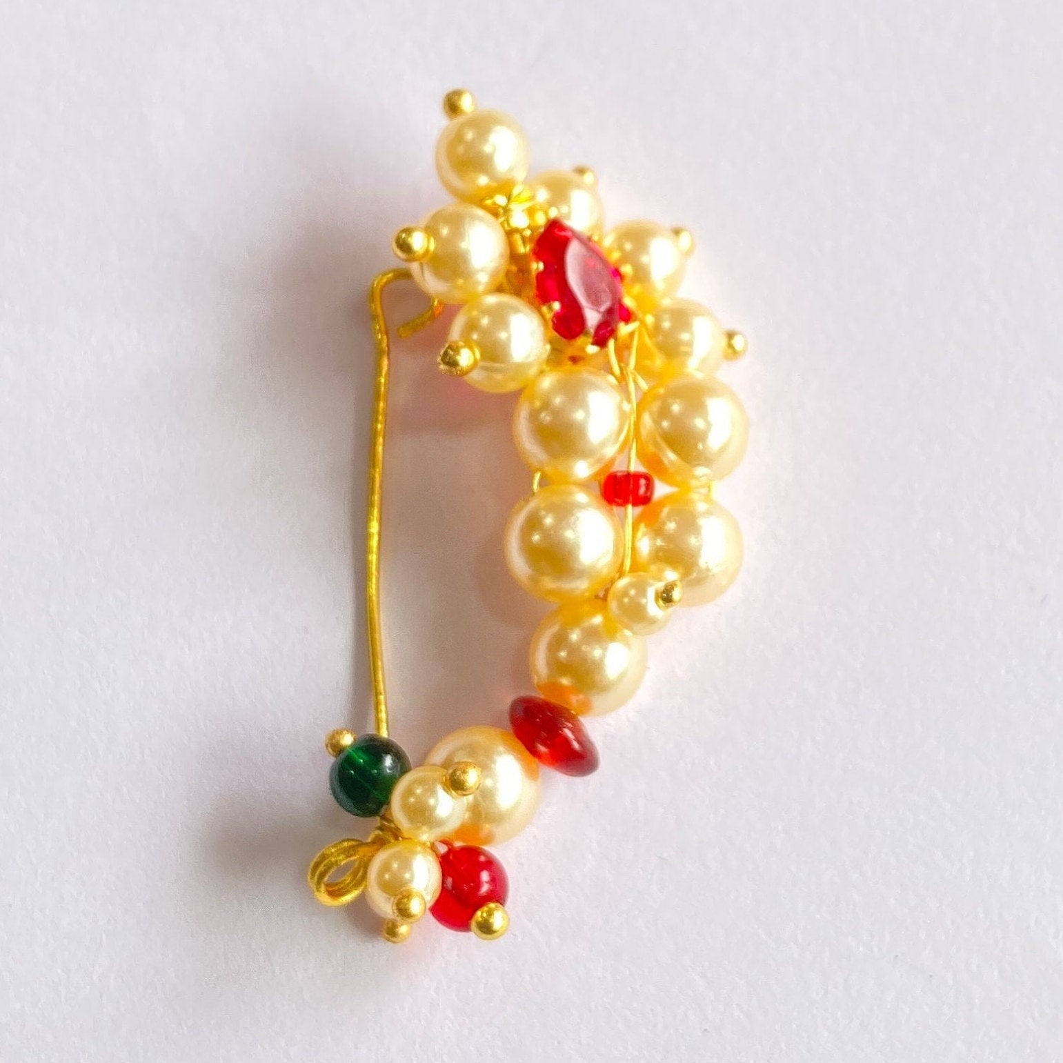 Nose Ring / marathi nose ring / clip on Indian Nose Ring/ Indian Bridal Jewelry/ Nathini /bollywood nose ring/nosepin