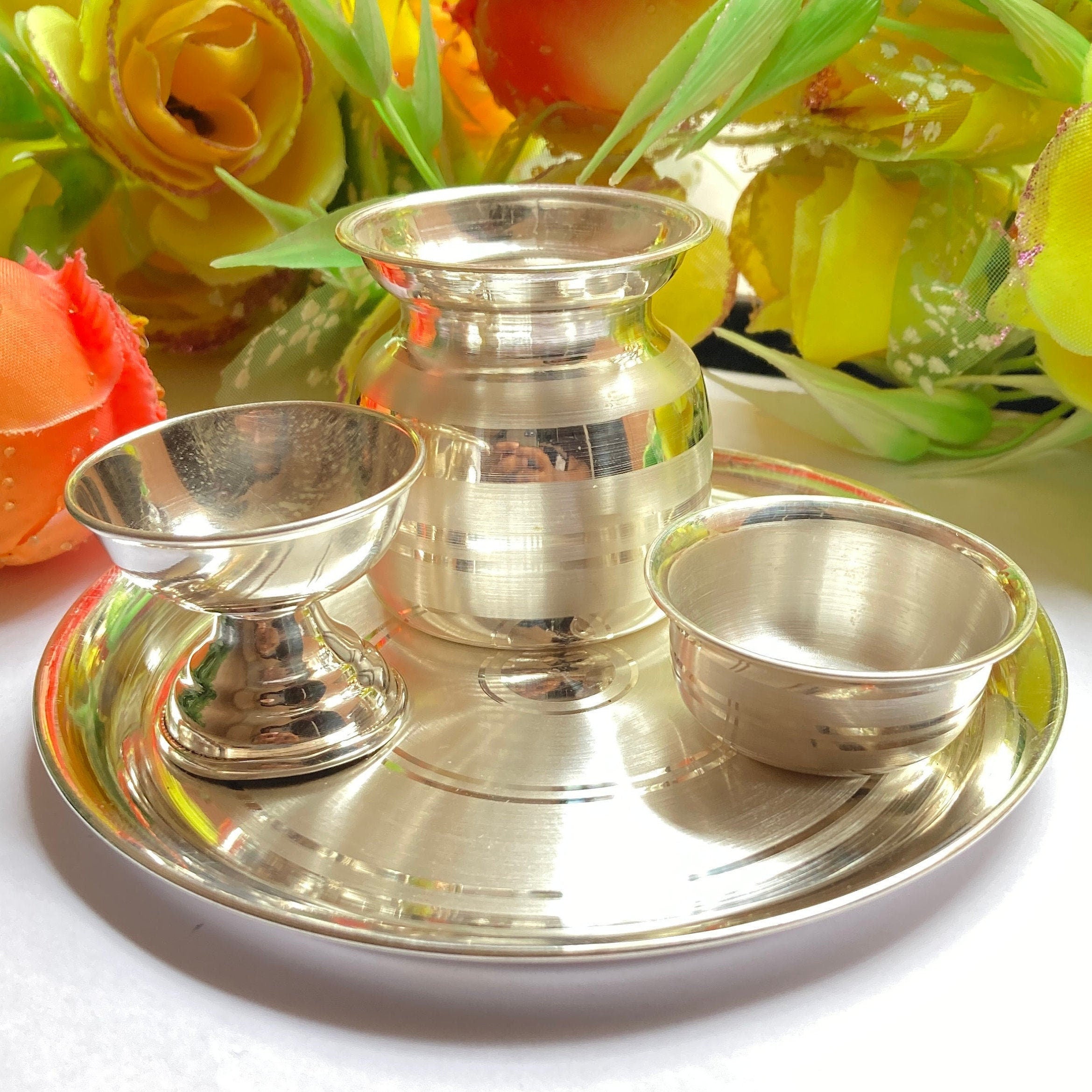 999 Solid Silver Pooja Set