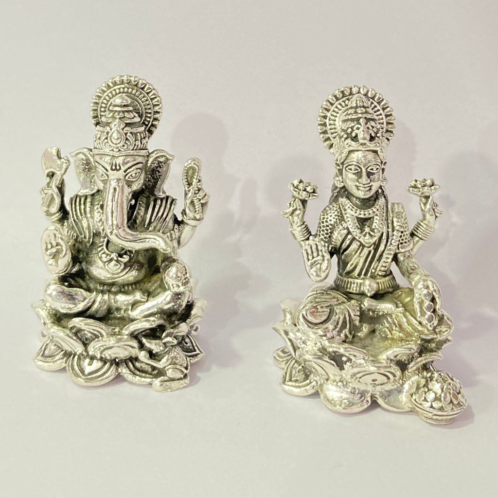 925 Sterling Silver Ganesh Laxmi Statue