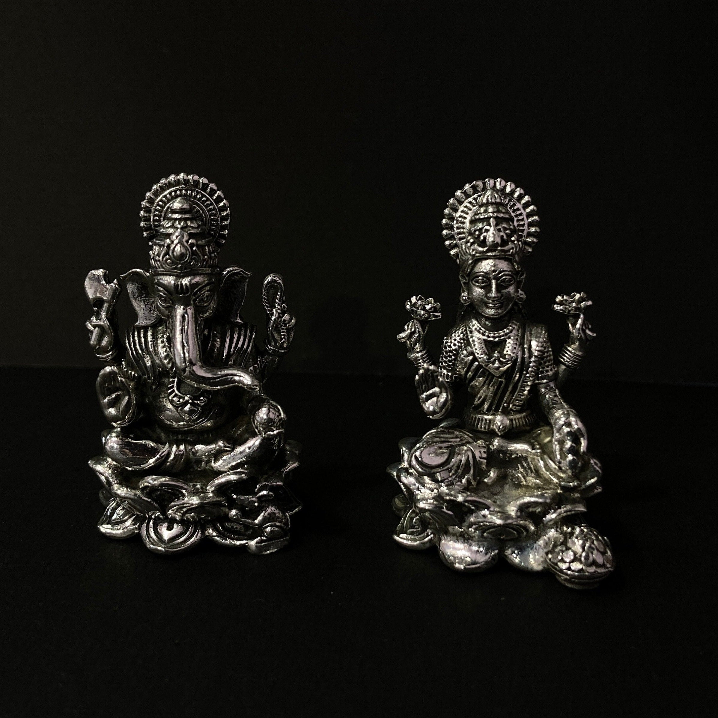 925 Sterling Silver Ganesh Laxmi Statue
