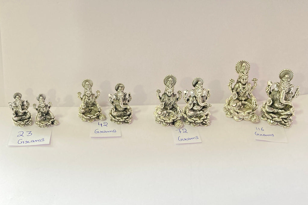 925 Sterling Silver Ganesh Laxmi Statue