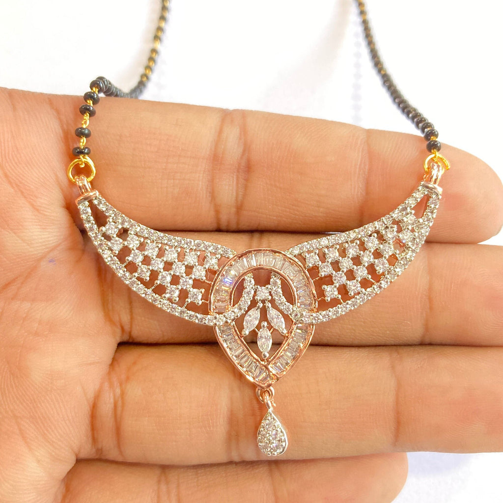 Mangalsutra, CZ Mangalsutra, Rose Gold plated zircon delicate Mangalsutra, Indian Jewelry ,Bridal jewelry, wedding jewelry / Mangalsutra