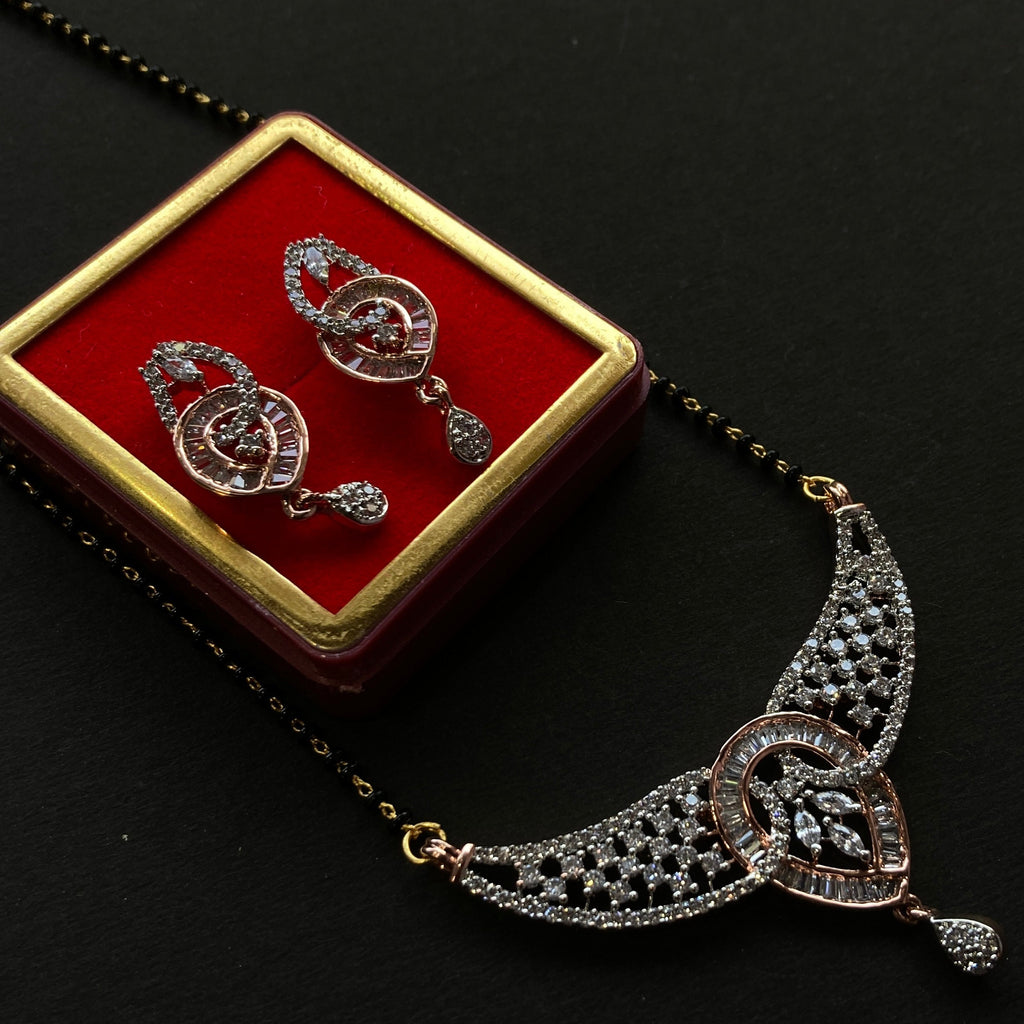 Mangalsutra, CZ Mangalsutra, Rose Gold plated zircon delicate Mangalsutra, Indian Jewelry ,Bridal jewelry, wedding jewelry / Mangalsutra