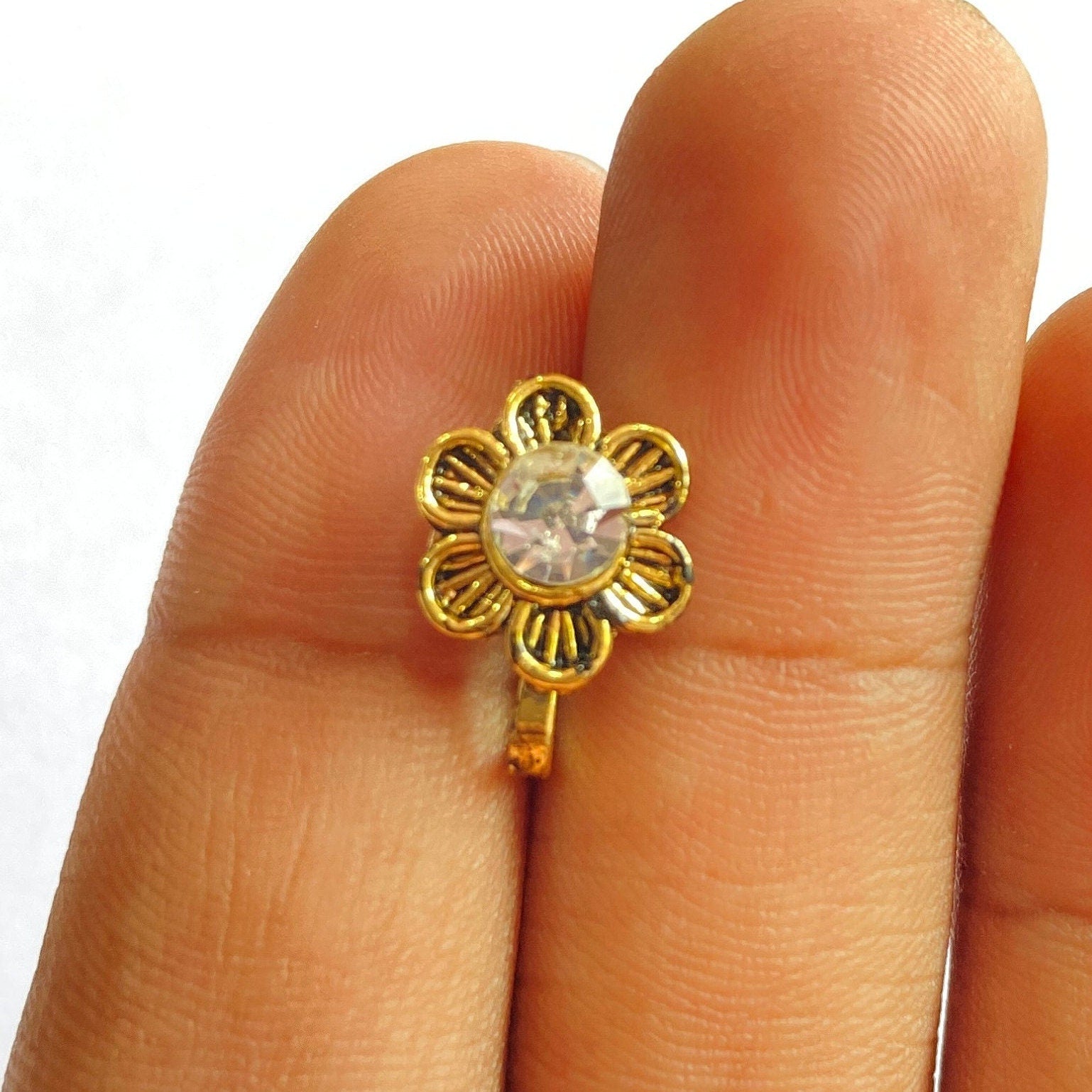 Marathi Nose pin, Clipon Marathi Nose Ring, Nathini, CZ Stone Nath, Nose jewelry, Marathi Nose Ring