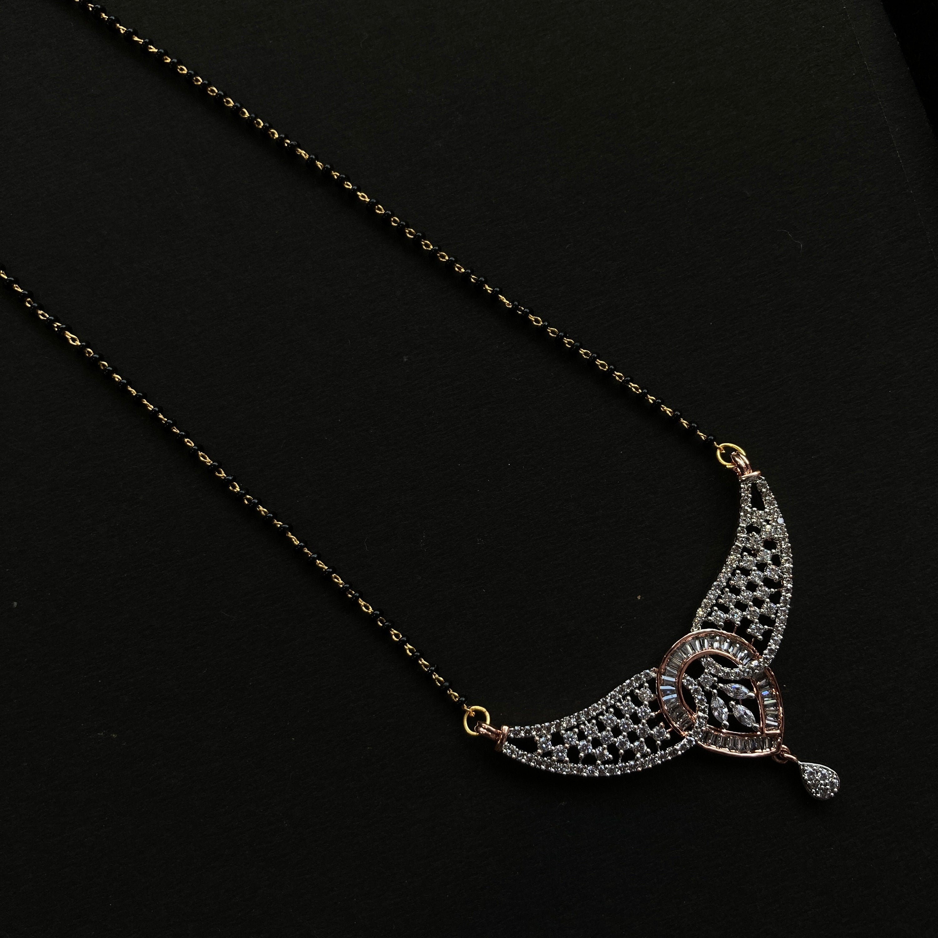 Mangalsutra, CZ Mangalsutra, Rose Gold plated zircon delicate Mangalsutra, Indian Jewelry ,Bridal jewelry, wedding jewelry / Mangalsutra