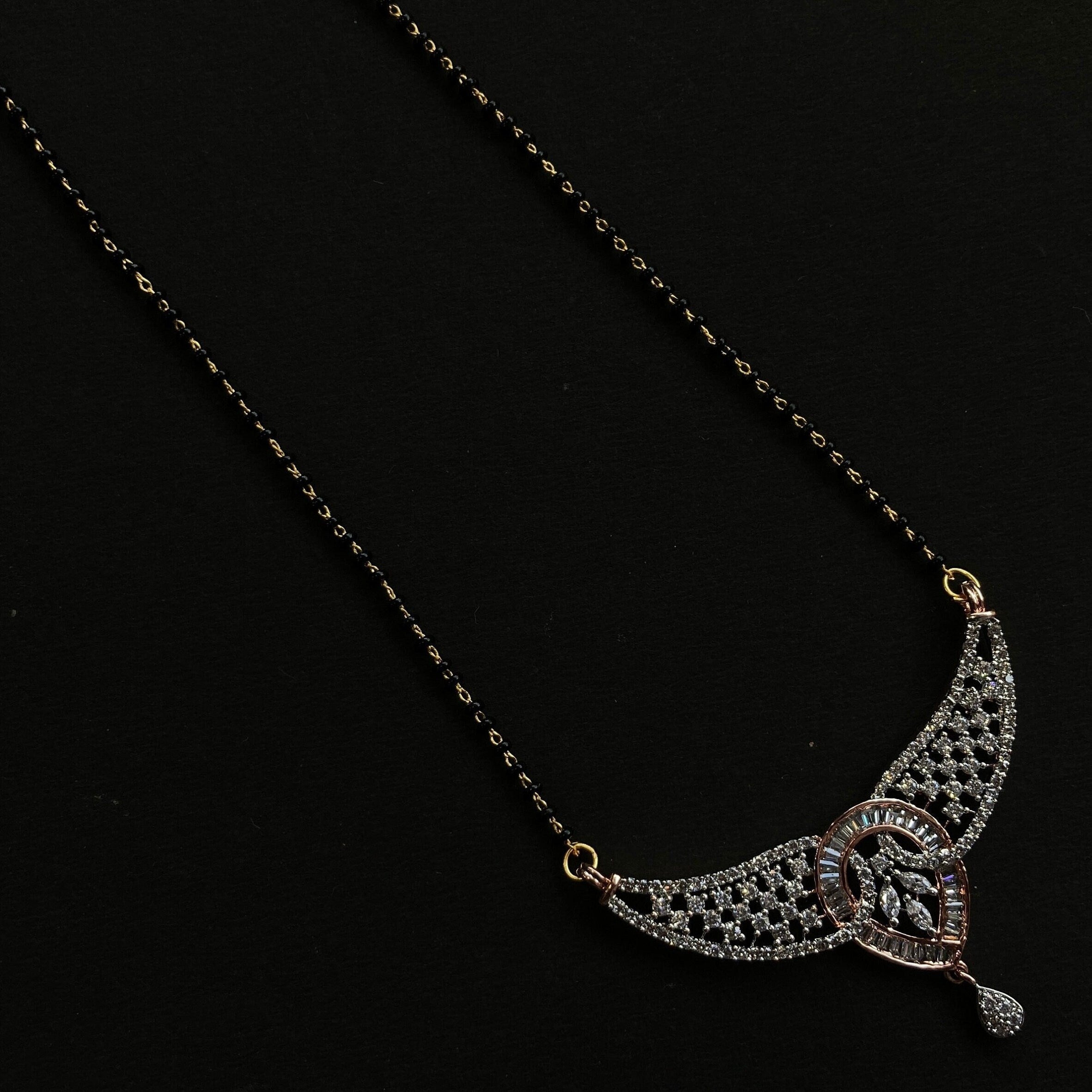 Mangalsutra, CZ Mangalsutra, Rose Gold plated zircon delicate Mangalsutra, Indian Jewelry ,Bridal jewelry, wedding jewelry / Mangalsutra