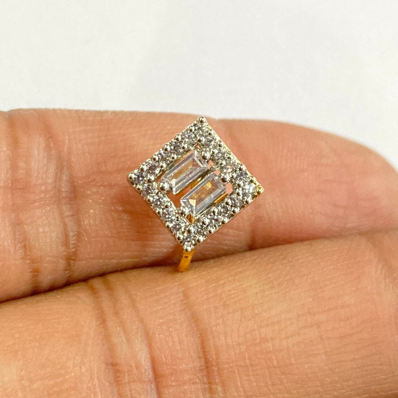 Diamond Nose Ring/Gold Nath/Indian Nose Ring/Indian Jewelry/ no piercing Required /Bollywood/Bridal Nath