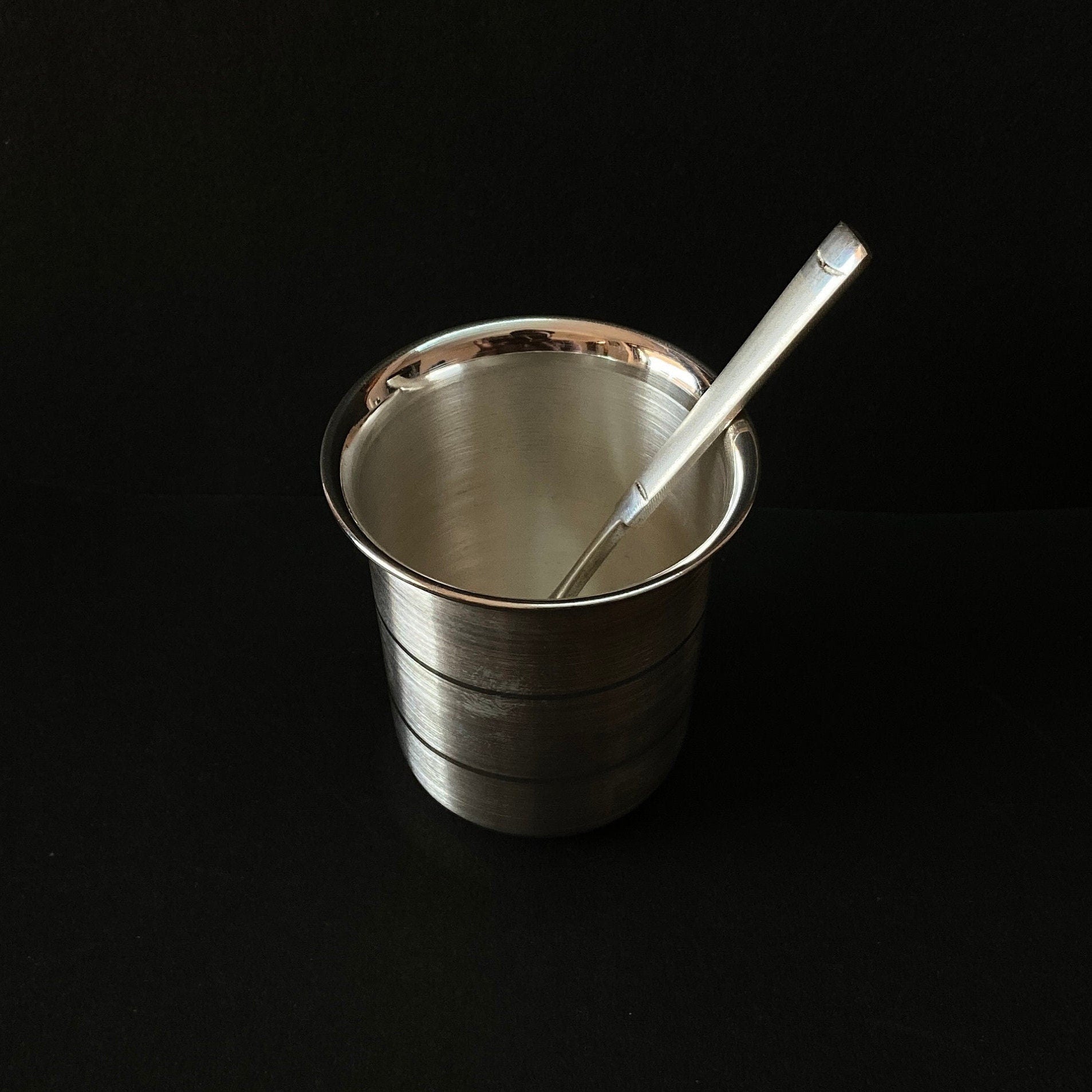 999 Solid Silver Glass Spoon  For Baby Feeding