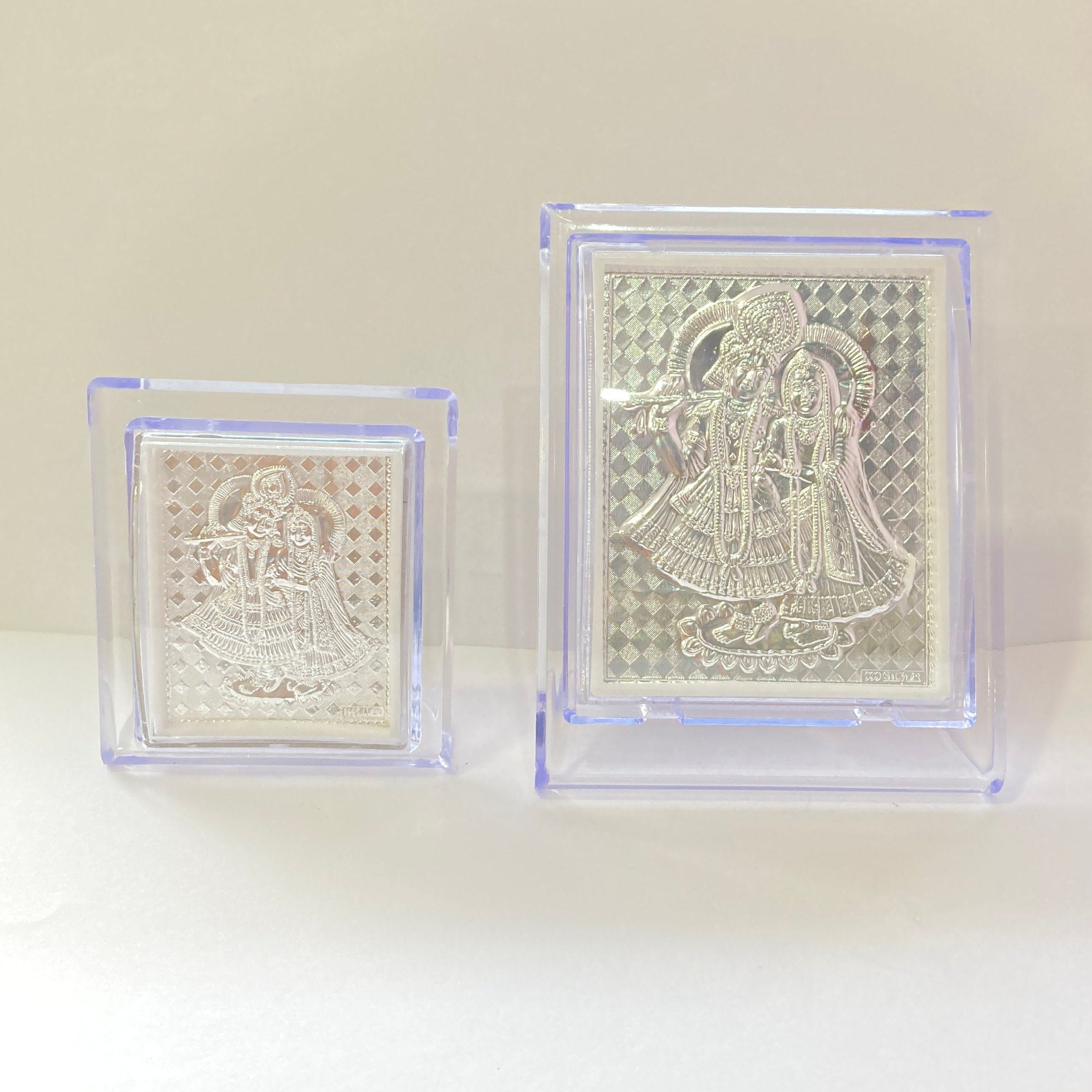 Pure Silver Radha Krishna Photo Frame / Silver Radha Krishna Frame / Gift