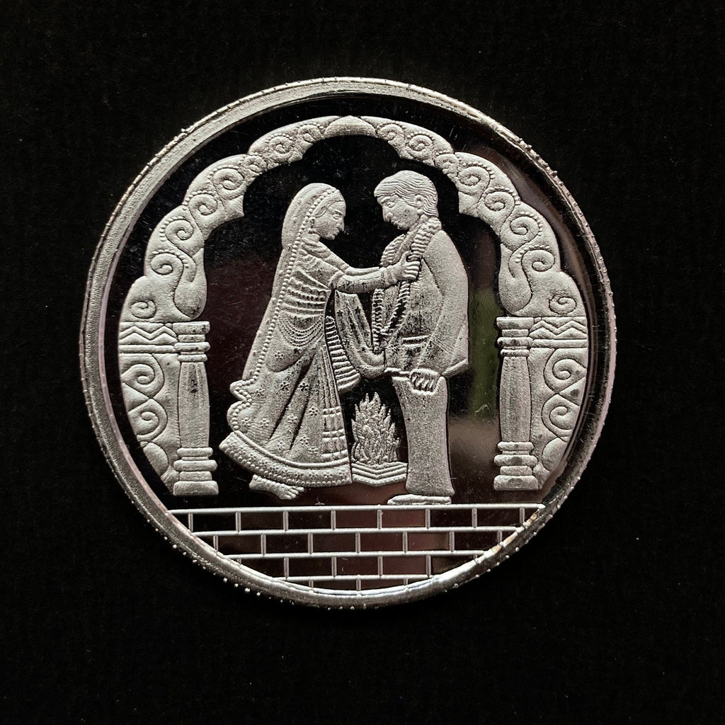 99.90% Pure Silver 10grams Bride Groom Silver Coin / Silver Coins / Anniversary Gift / Weeding Gift