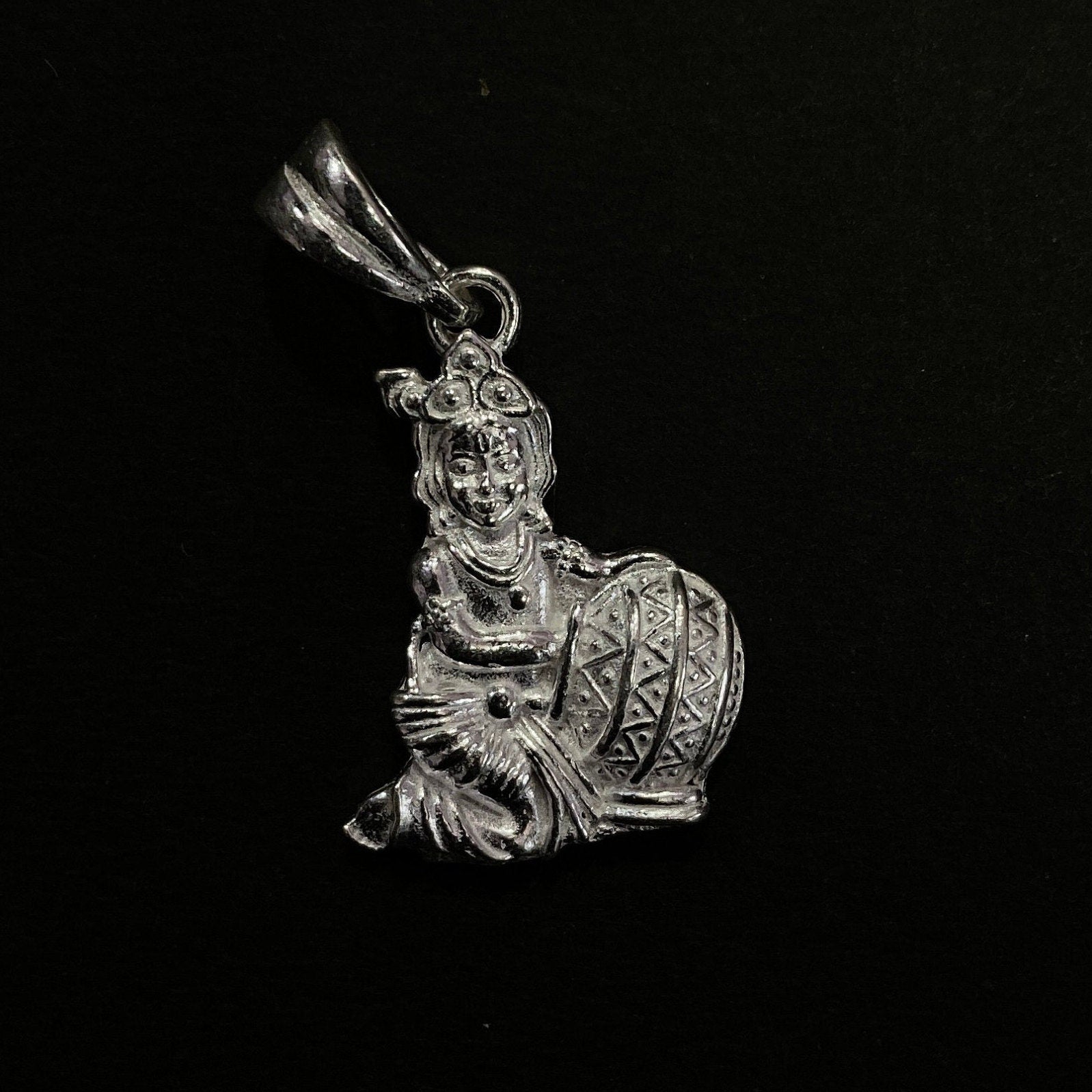 925 Sterling Silver Khana Ji Pendant / Silver Baal Gopal Locket / Krishna Locket
