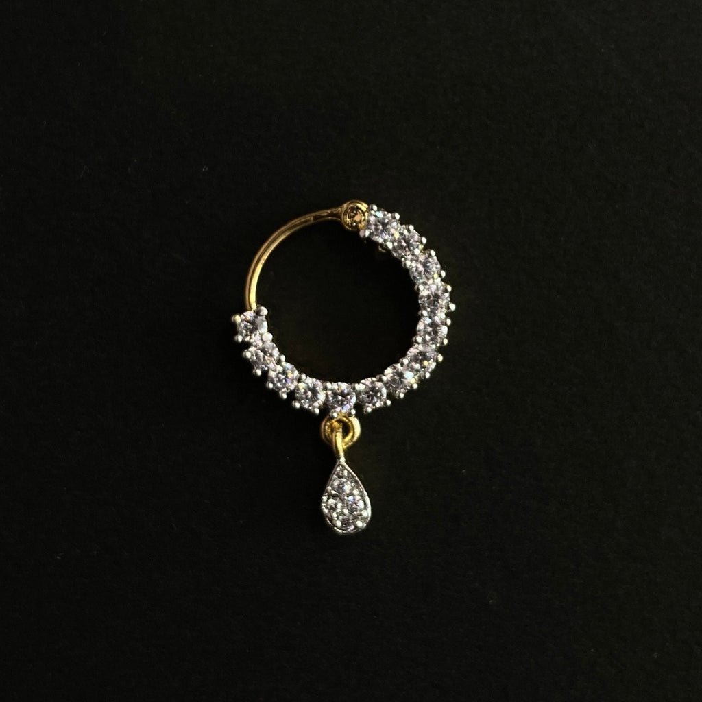 Diamond Nose Ring/Gold Nath/Indian Nose Ring/Indian Jewelry/ piercing Required /Bollywood/Bridal Nath
