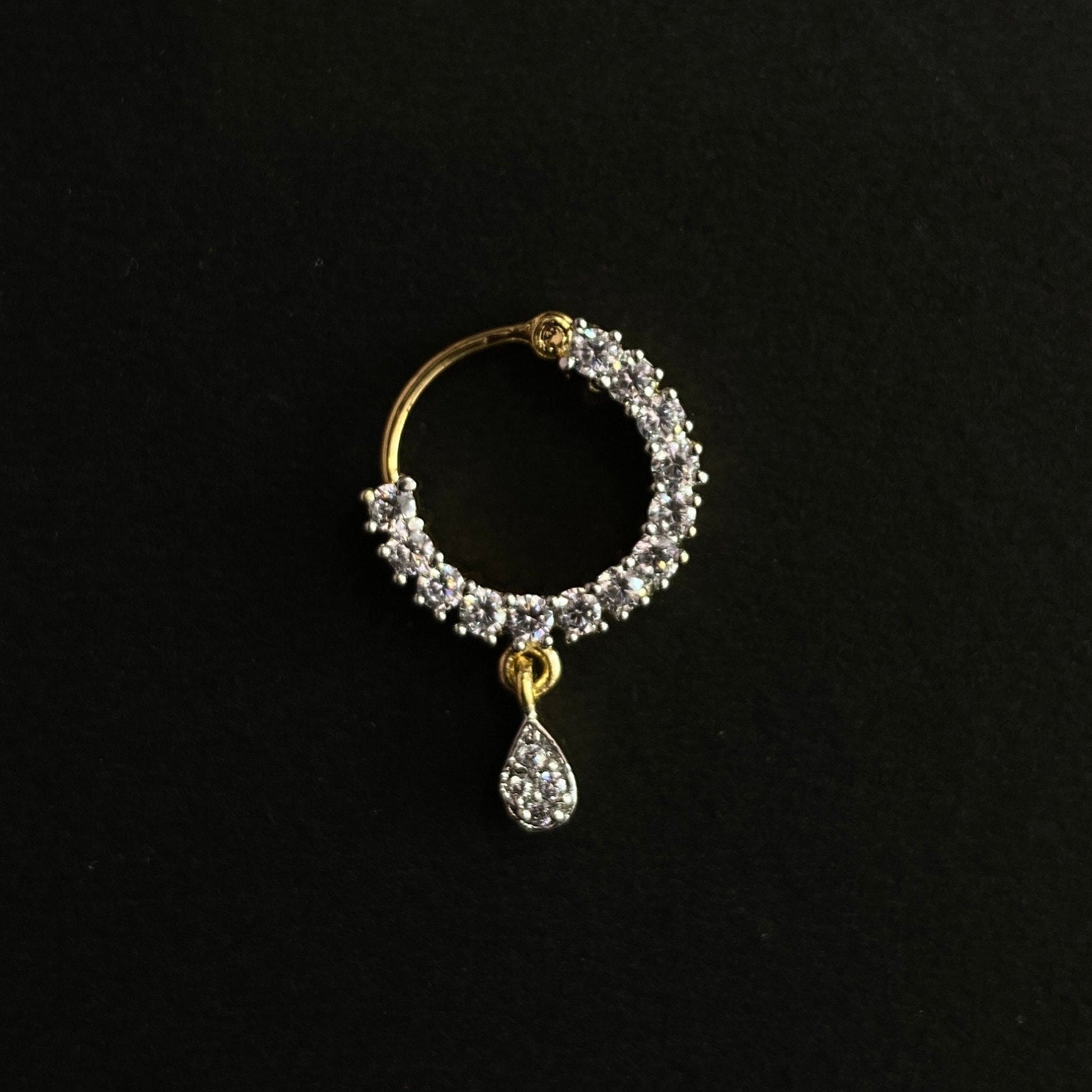 Diamond Nose Ring/Gold Nath/Indian Nose Ring/Indian Jewelry/ piercing Required /Bollywood/Bridal Nath