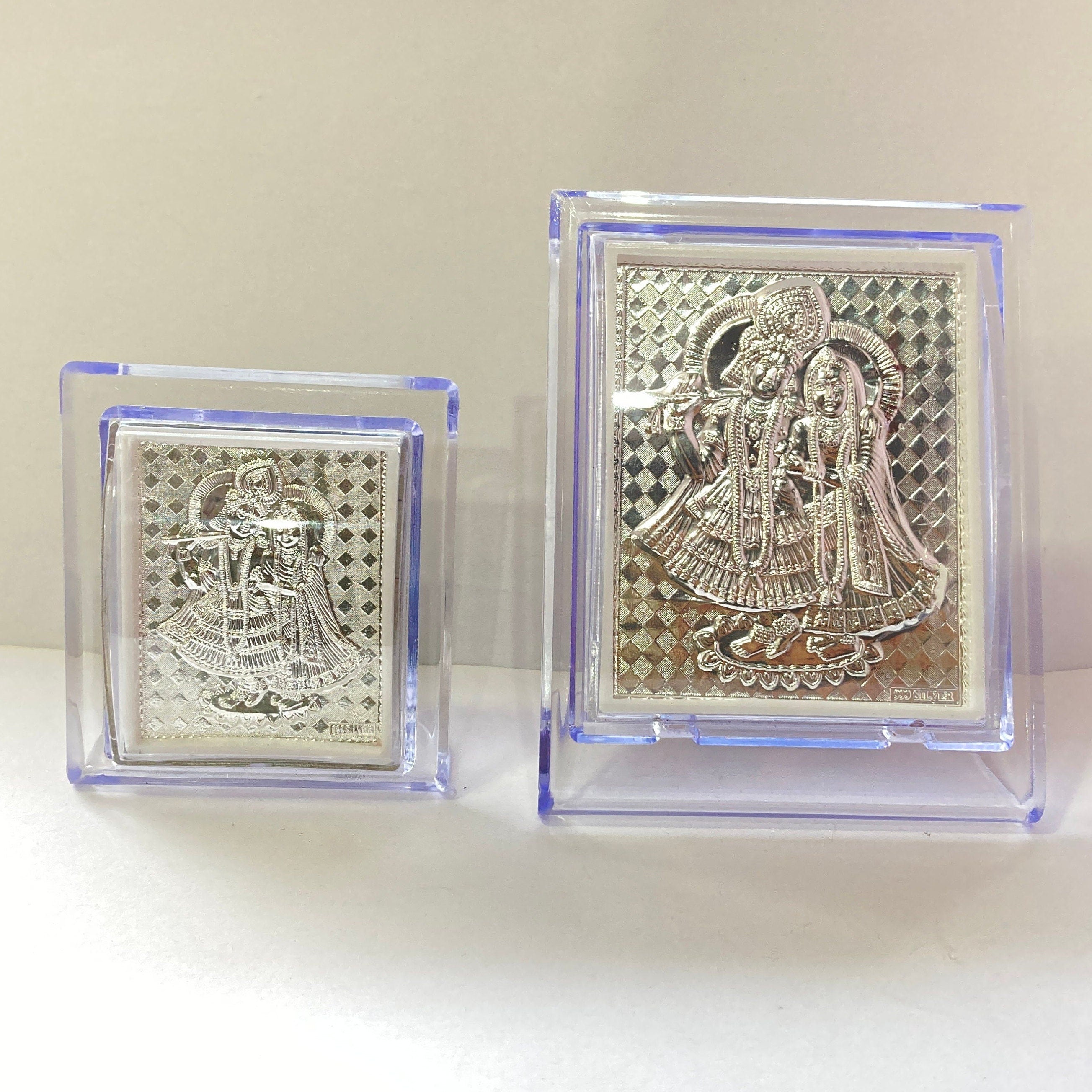 Pure Silver Radha Krishna Photo Frame / Silver Radha Krishna Frame / Gift
