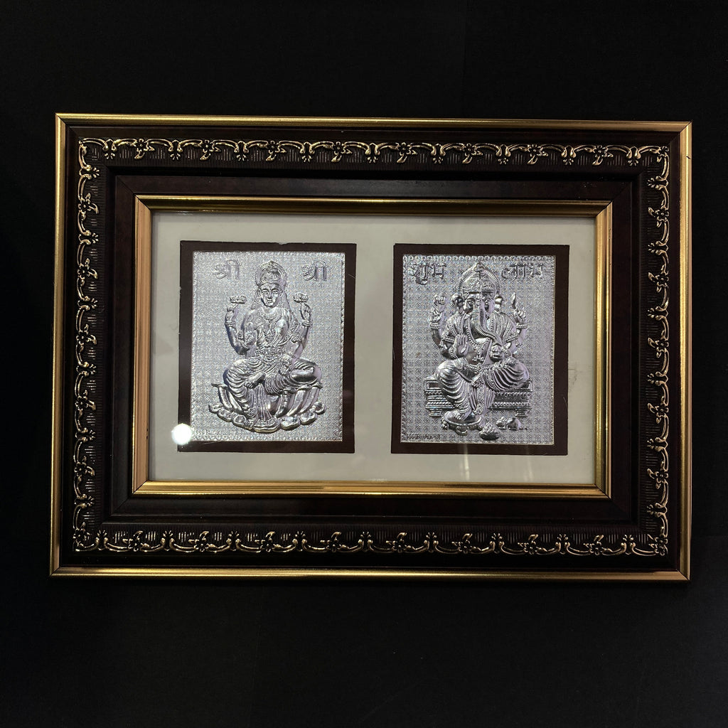 Pure Silver Laxmi Ganesh Ji Photo Frame / Silver Ganesh Laxmi Frame / Gift