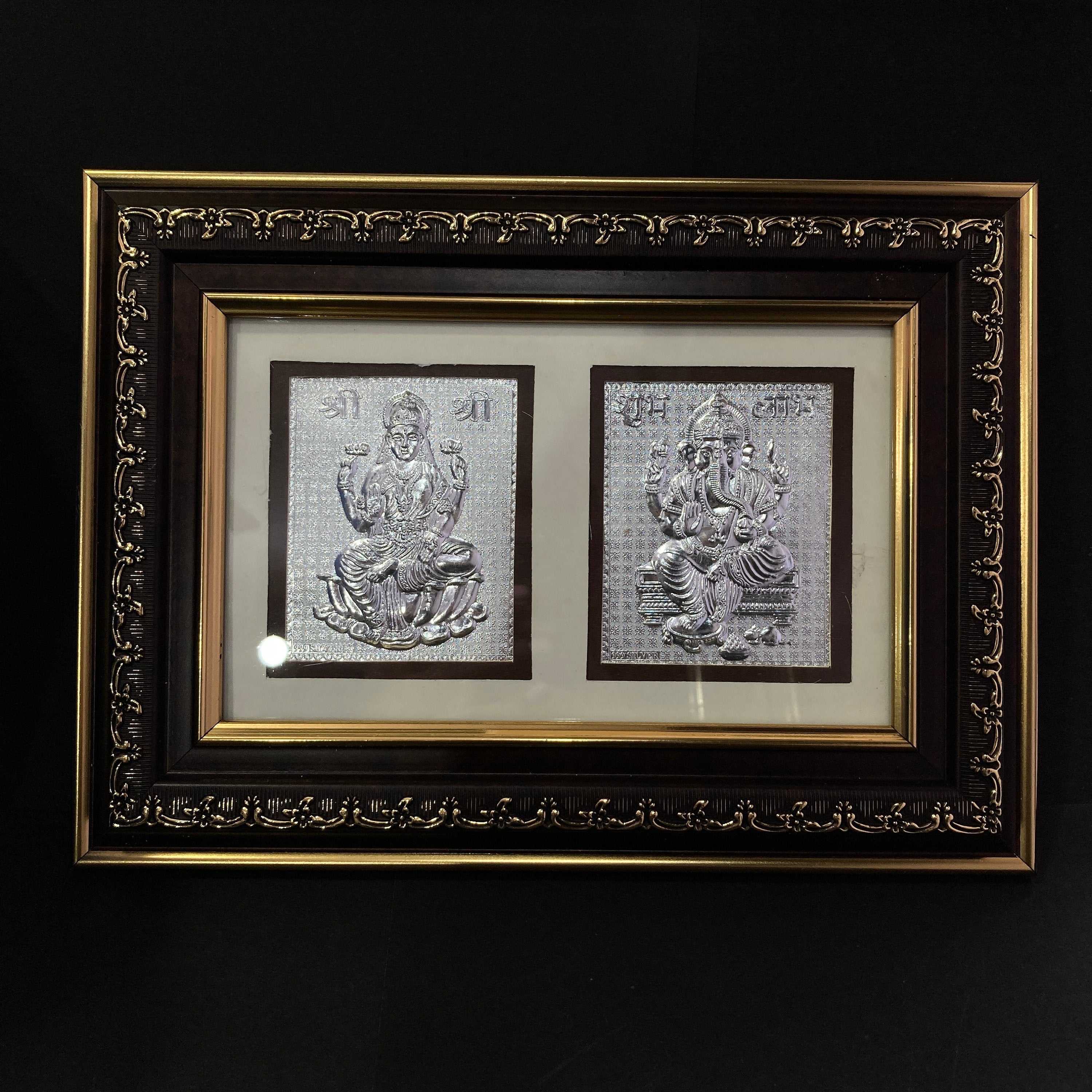 Pure Silver Laxmi Ganesh Ji Photo Frame / Silver Ganesh Laxmi Frame / Gift