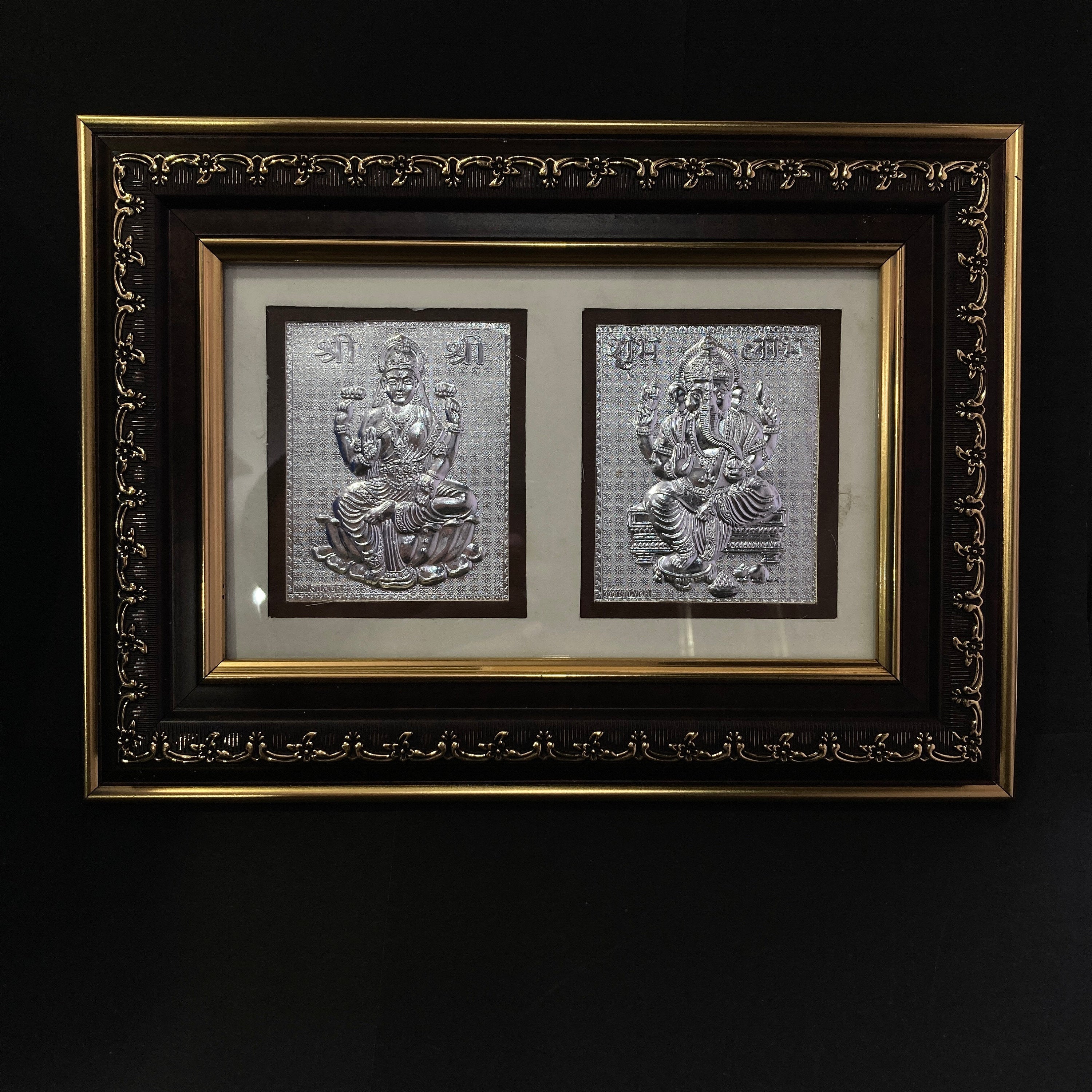 Pure Silver Laxmi Ganesh Ji Photo Frame / Silver Ganesh Laxmi Frame / Gift