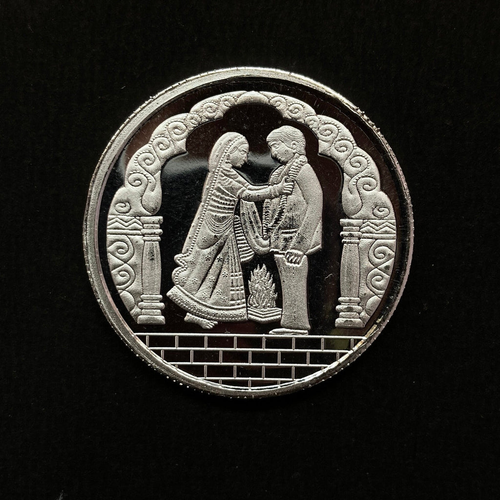 99.90% Pure Silver 10grams Bride Groom Silver Coin / Silver Coins / Anniversary Gift / Weeding Gift