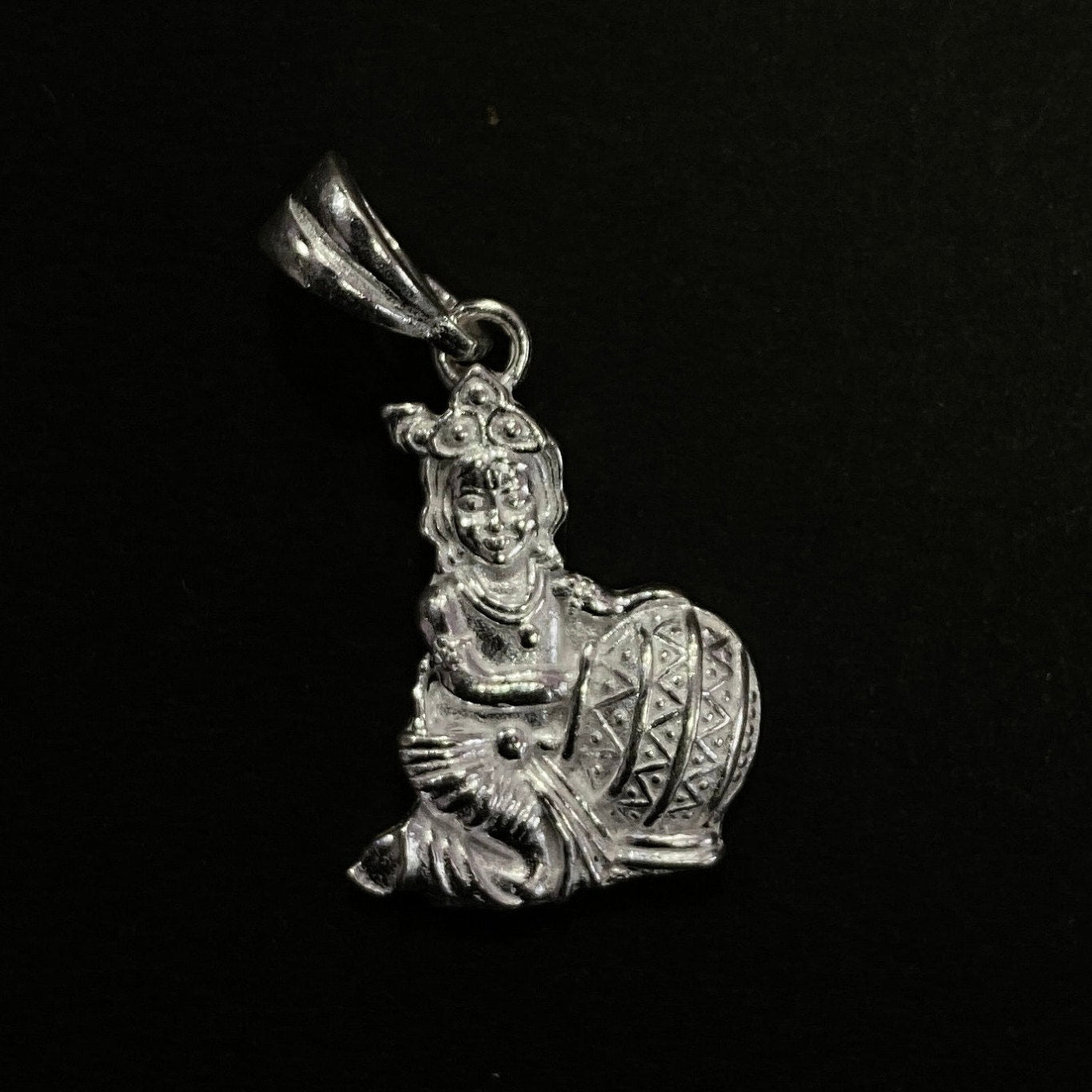 925 Sterling Silver Khana Ji Pendant / Silver Baal Gopal Locket / Krishna Locket
