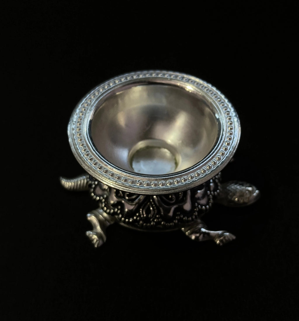 925 Sterling Silver Tortoise Diya / Designer Diya / Tortoise Diya