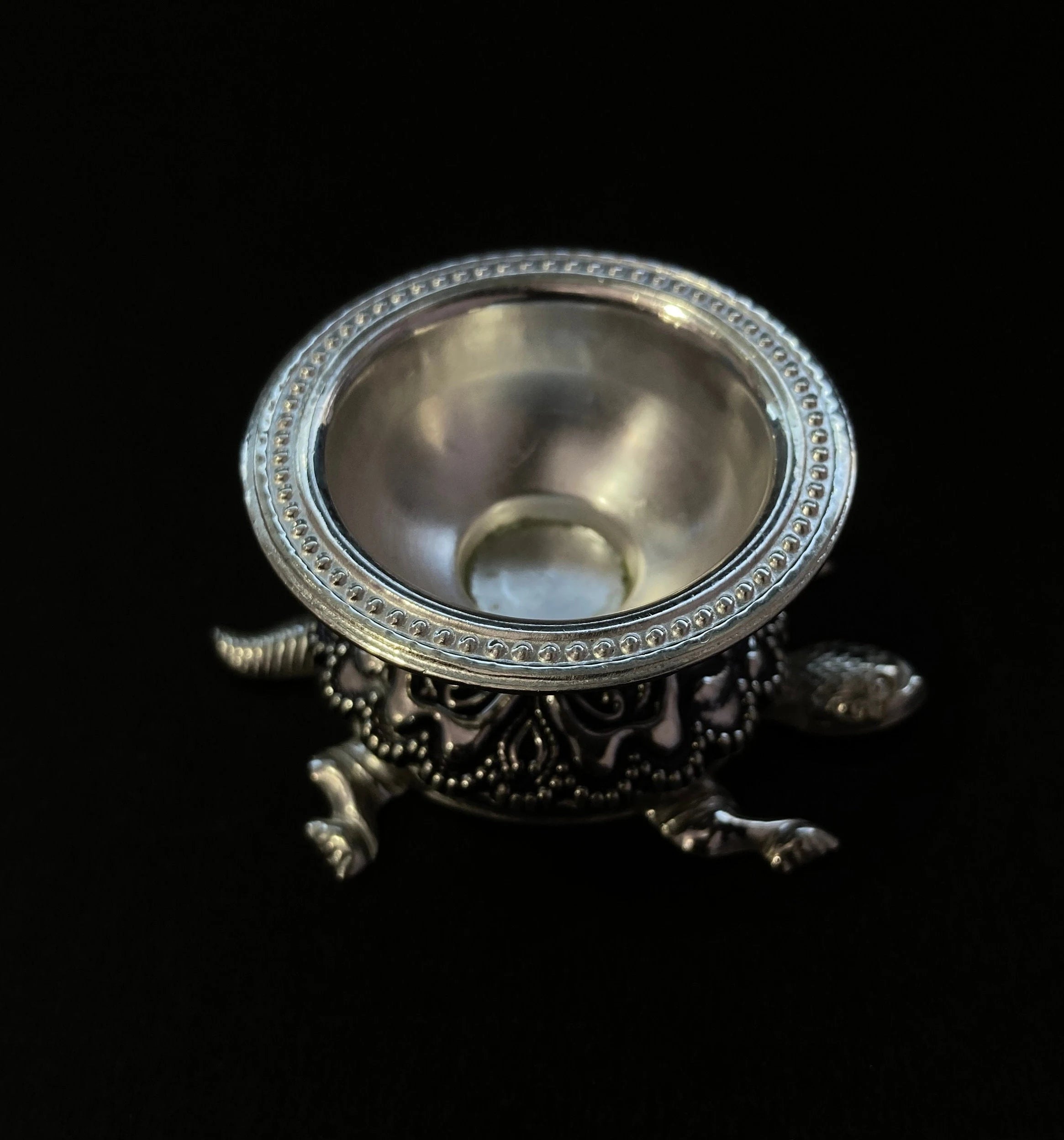 925 Sterling Silver Tortoise Diya / Designer Diya / Tortoise Diya