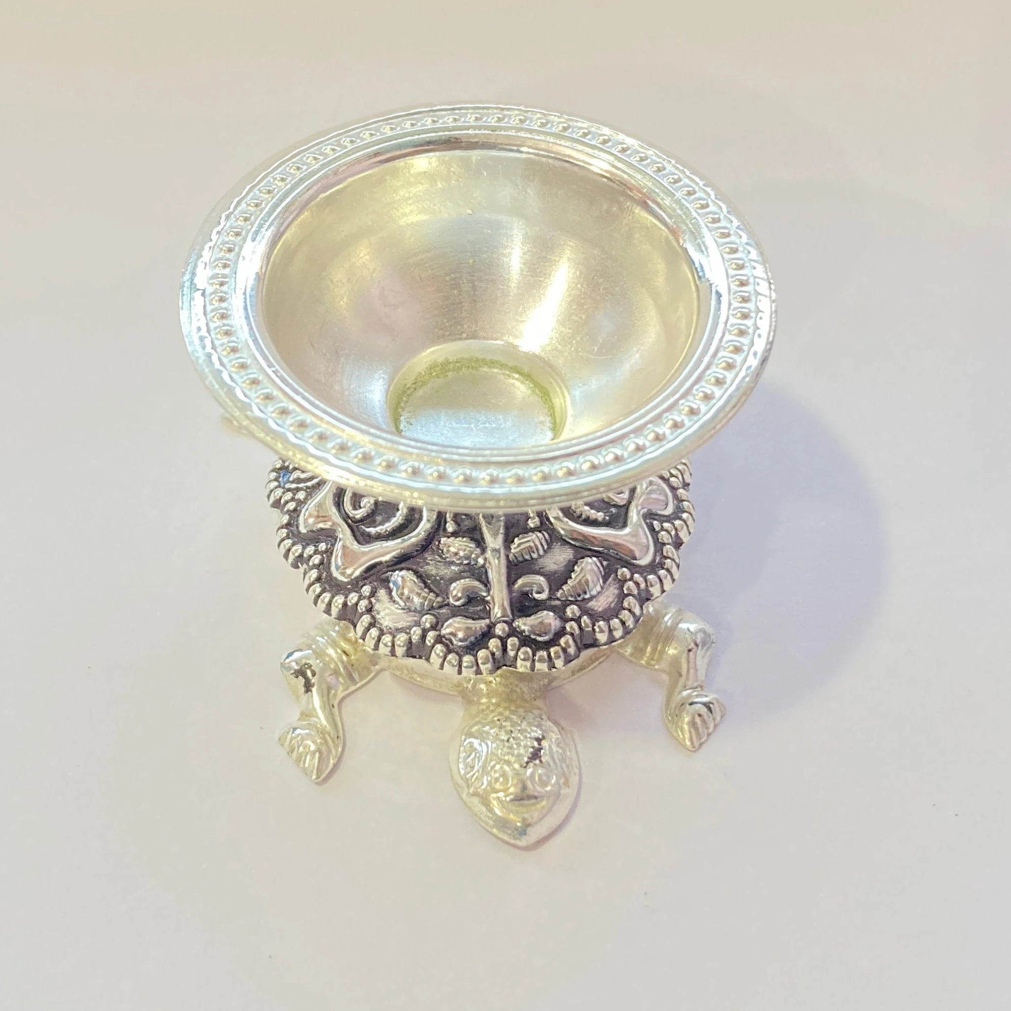 925 Sterling Silver Tortoise Diya / Designer Diya / Tortoise Diya