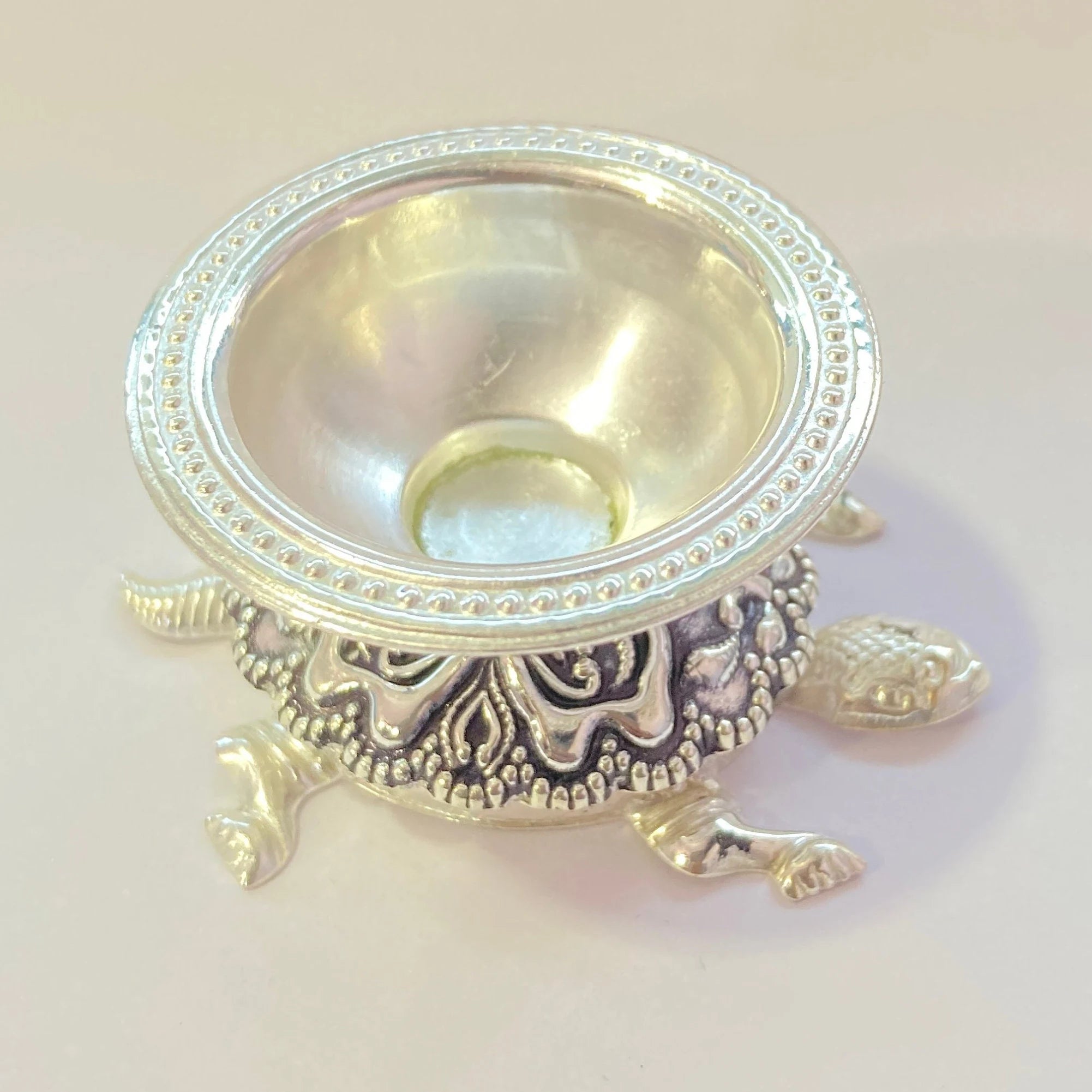 925 Sterling Silver Tortoise Diya / Designer Diya / Tortoise Diya