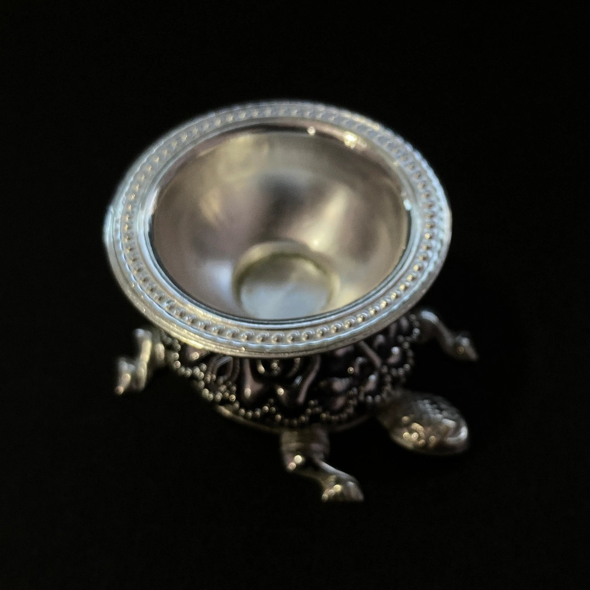 925 Sterling Silver Tortoise Diya / Designer Diya / Tortoise Diya