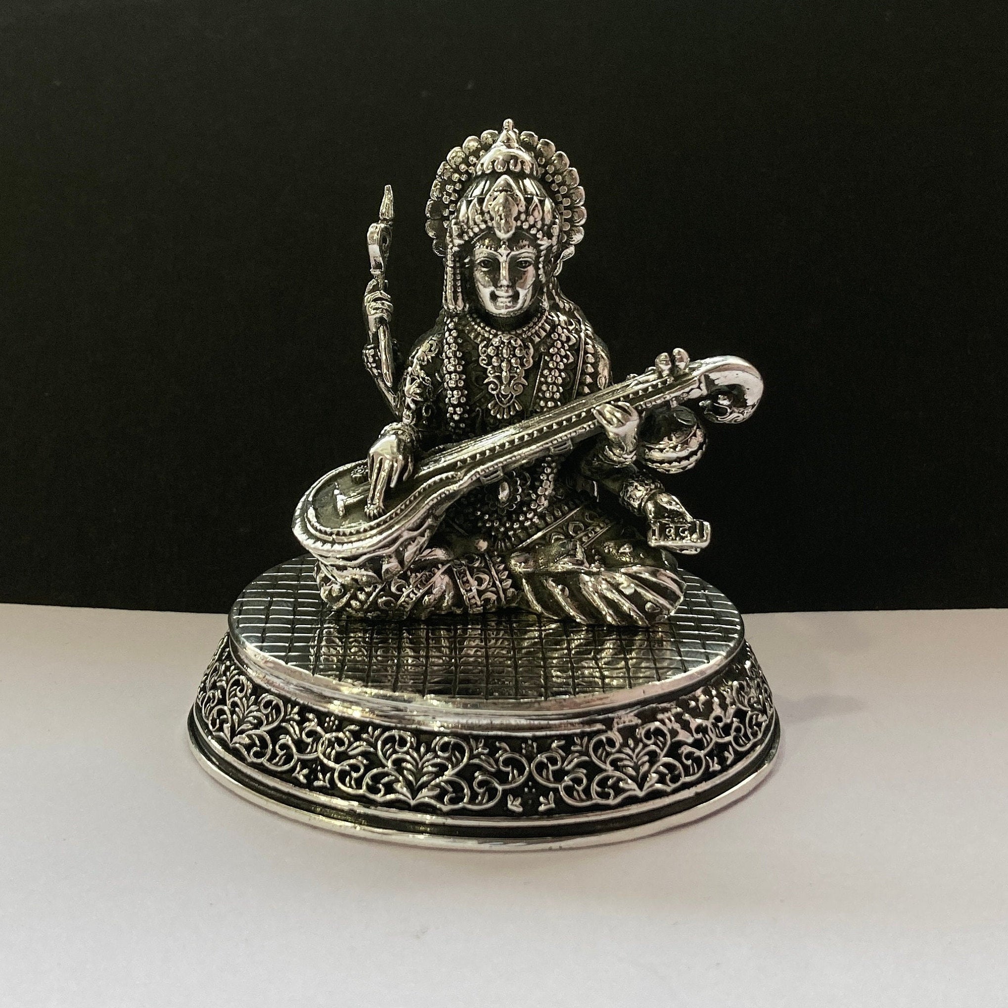 925 Sterling Silver  Saraswati Statue