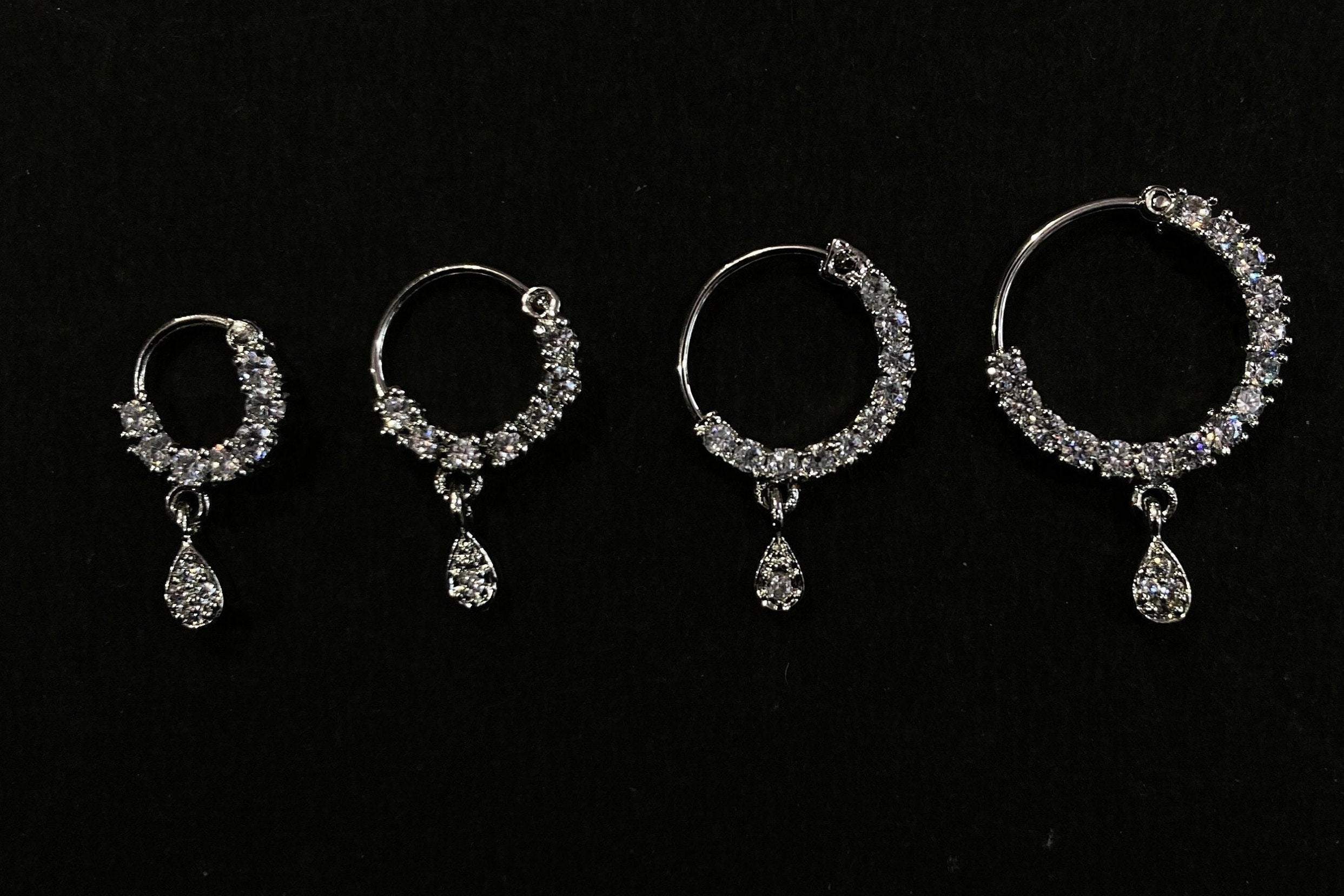 Diamond Nose Ring/Nath/Indian Nose Ring/Indian Jewelry/ piercing Required /Bollywood/Bridal Nath