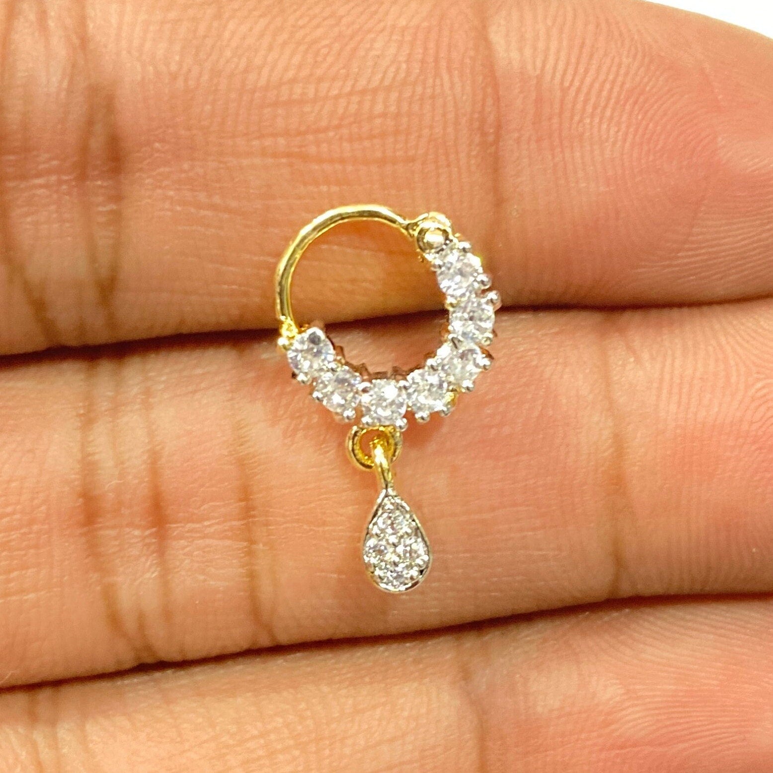 Diamond Nose Ring/Gold Nath/Indian Nose Ring/Indian Jewelry/ piercing Required /Bollywood/Bridal Nath