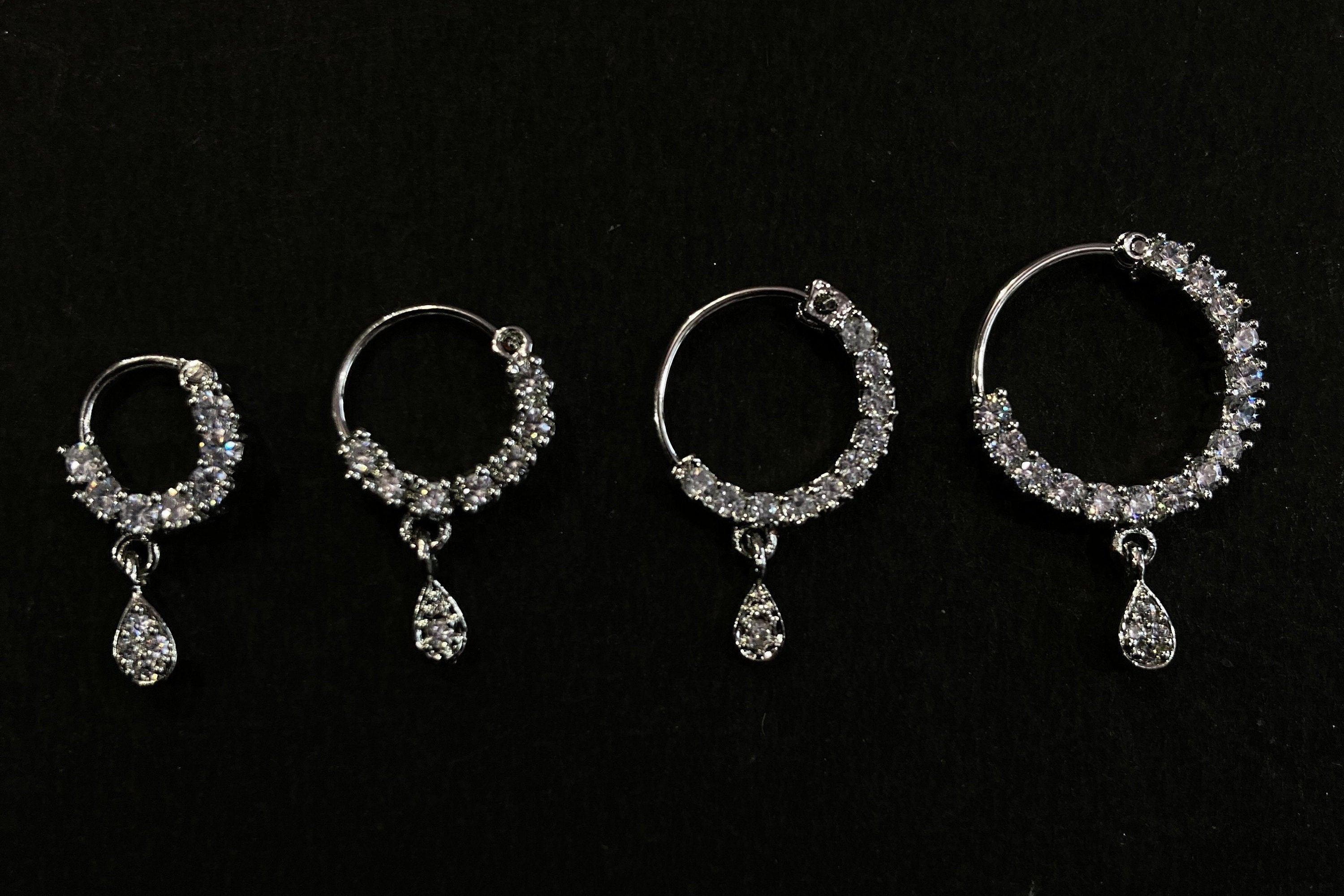 Diamond Nose Ring/Nath/Indian Nose Ring/Indian Jewelry/ piercing Required /Bollywood/Bridal Nath